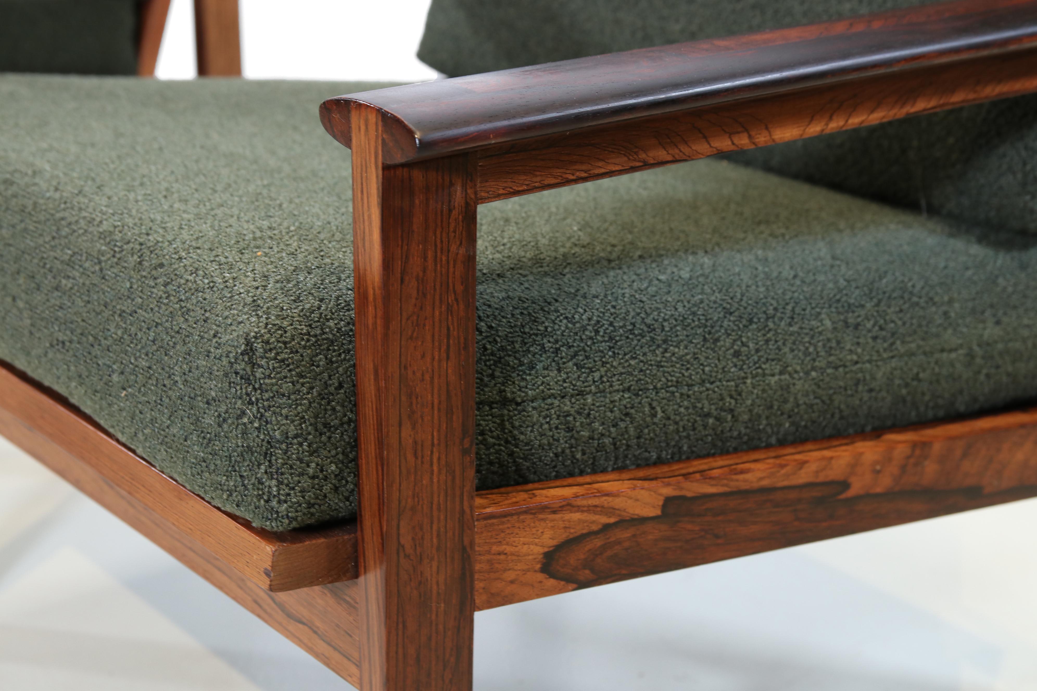 20th Century Set of Two Dark Teak Illum Wikkelso Capella Armchairs