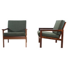 Set of Two Dark Teak Illum Wikkelso Capella Armchairs