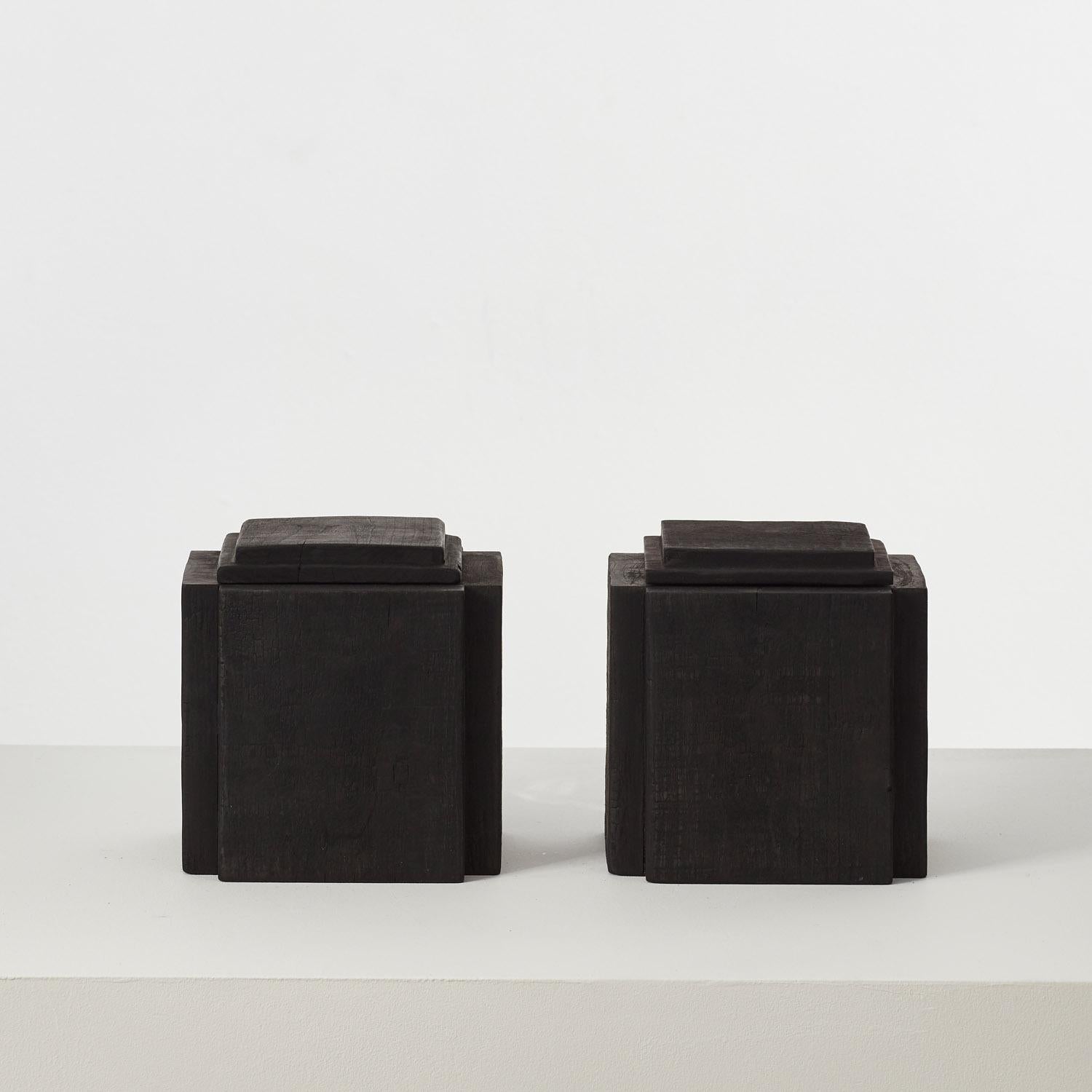 British Set of two David Horan charred wood vessel - UK, 2024 For Sale