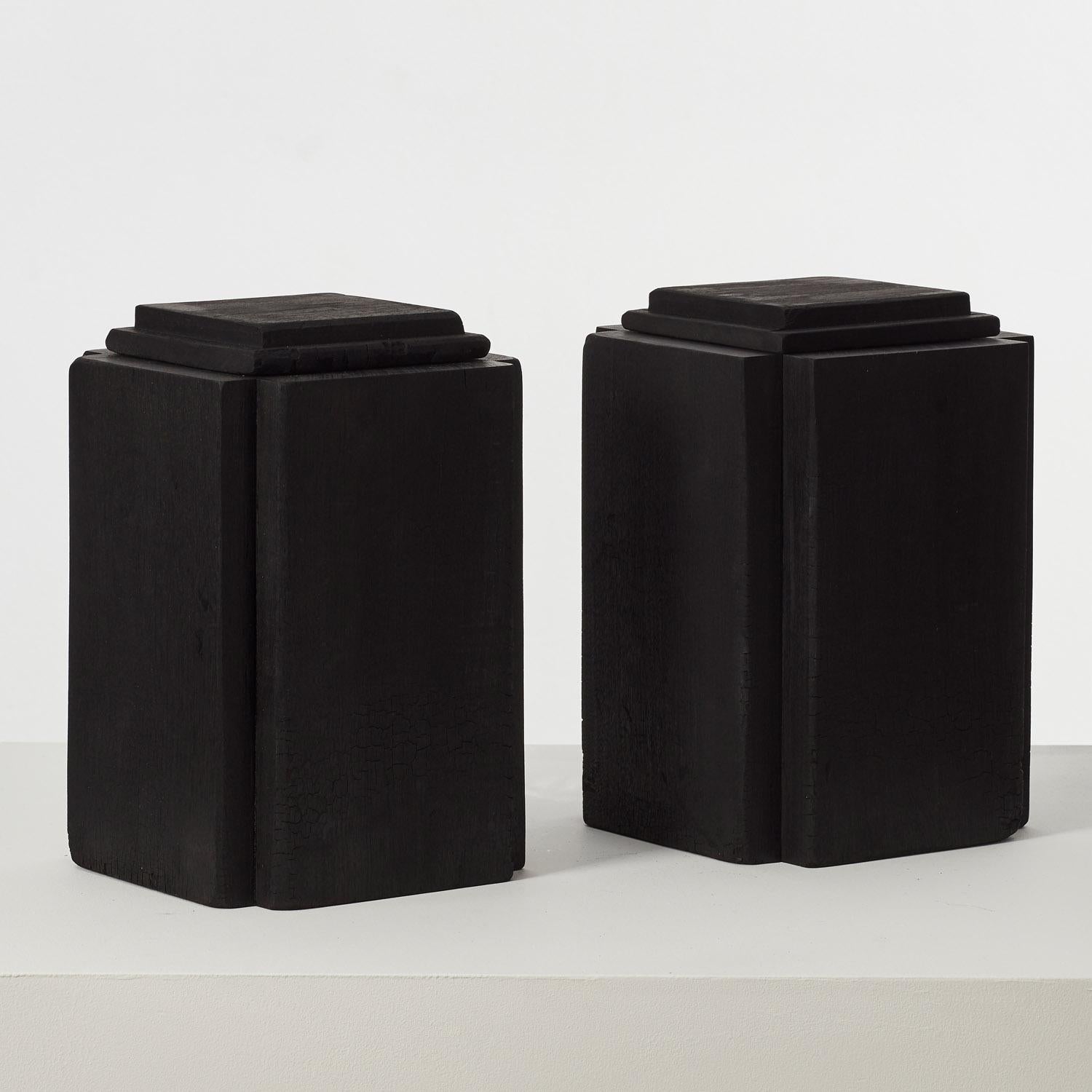 British Set of two David Horan charred wood vessel - UK, 2024 For Sale