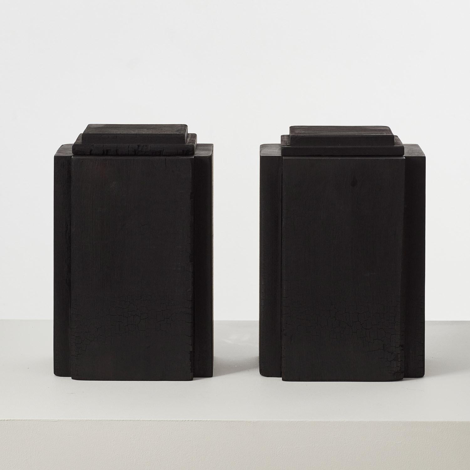 Contemporary Set of two David Horan charred wood vessel - UK, 2024 For Sale