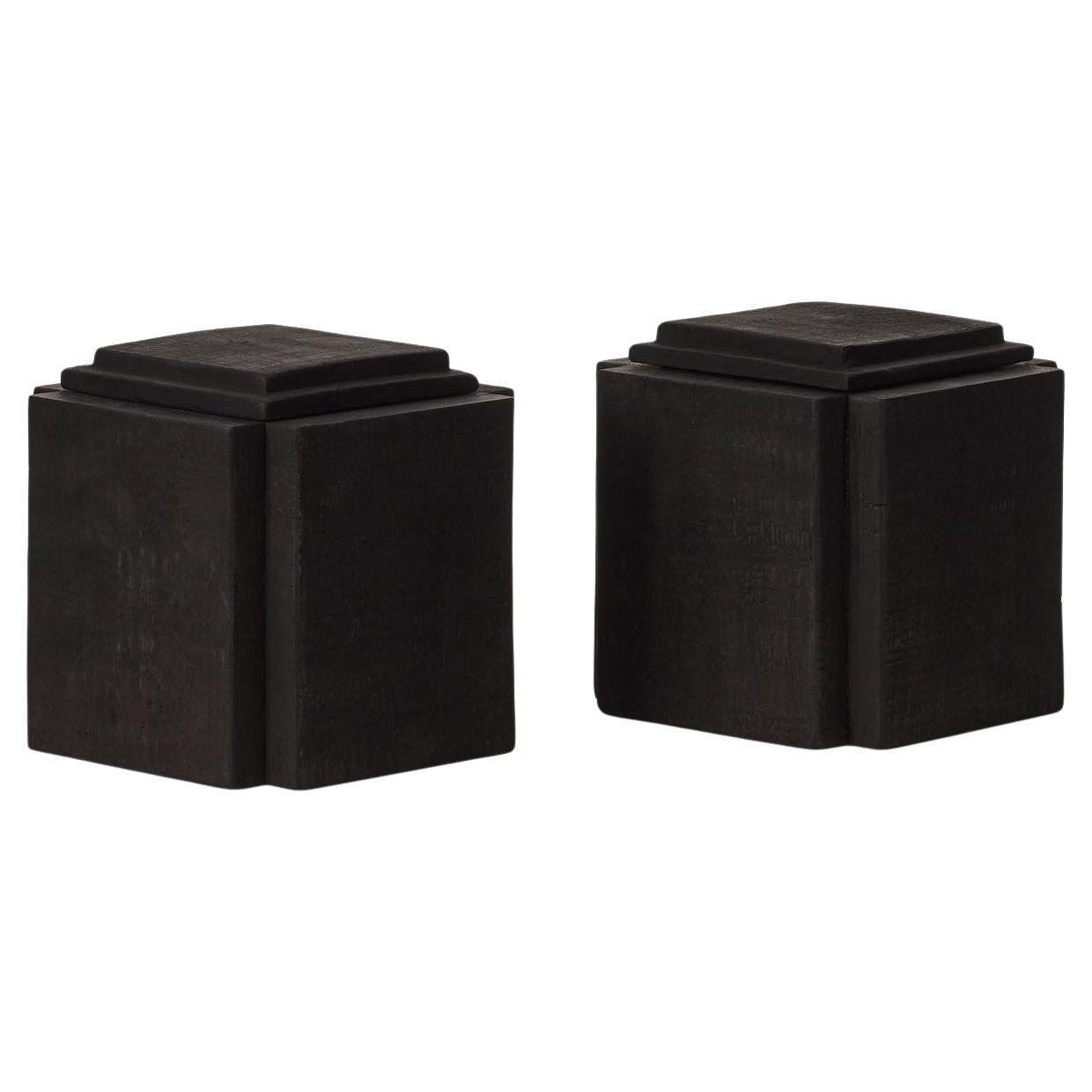 Set of two David Horan charred wood vessel - UK, 2024 For Sale