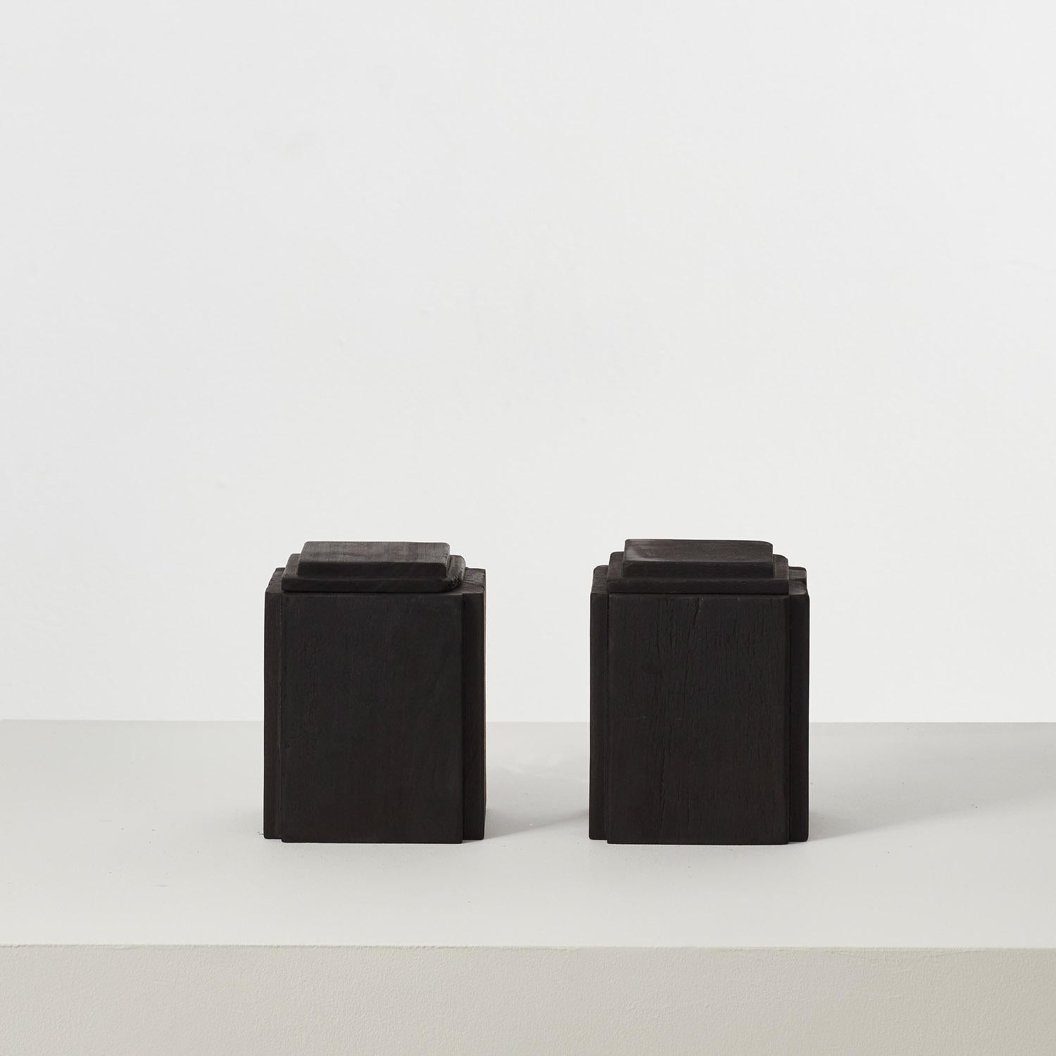British Set of two David Horan charred wood vessels - UK, 2024 For Sale
