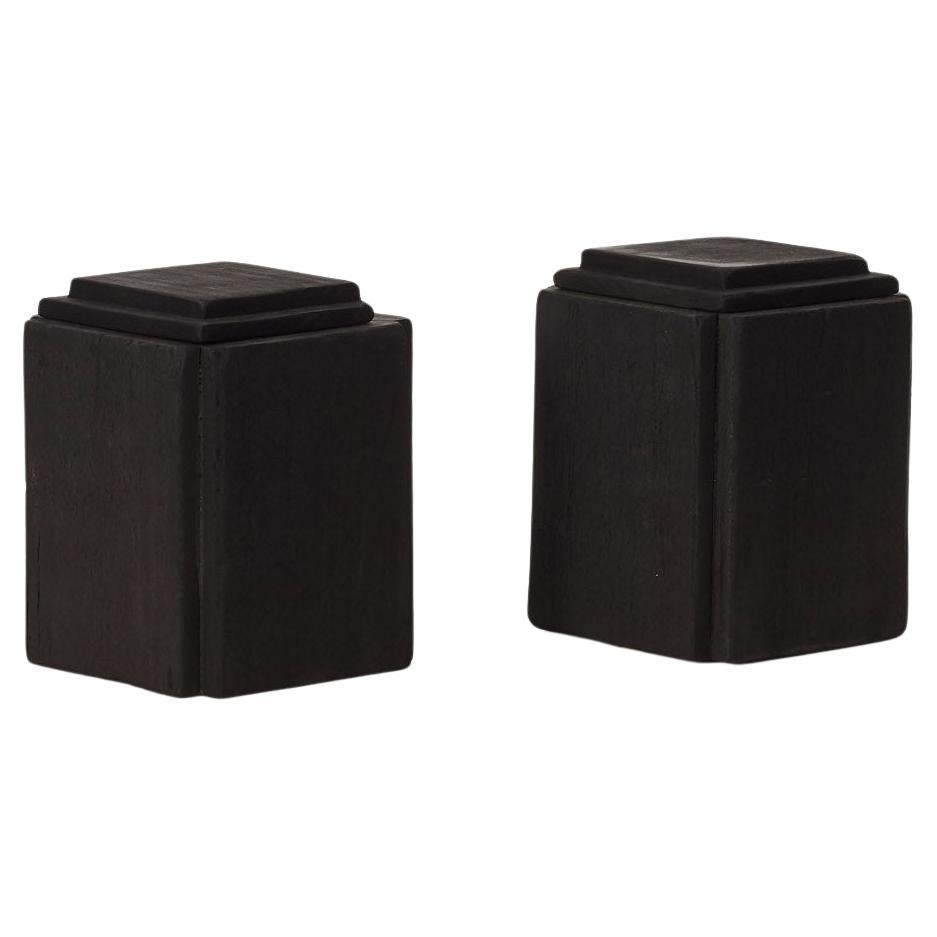 Set of two David Horan charred wood vessels - UK, 2024