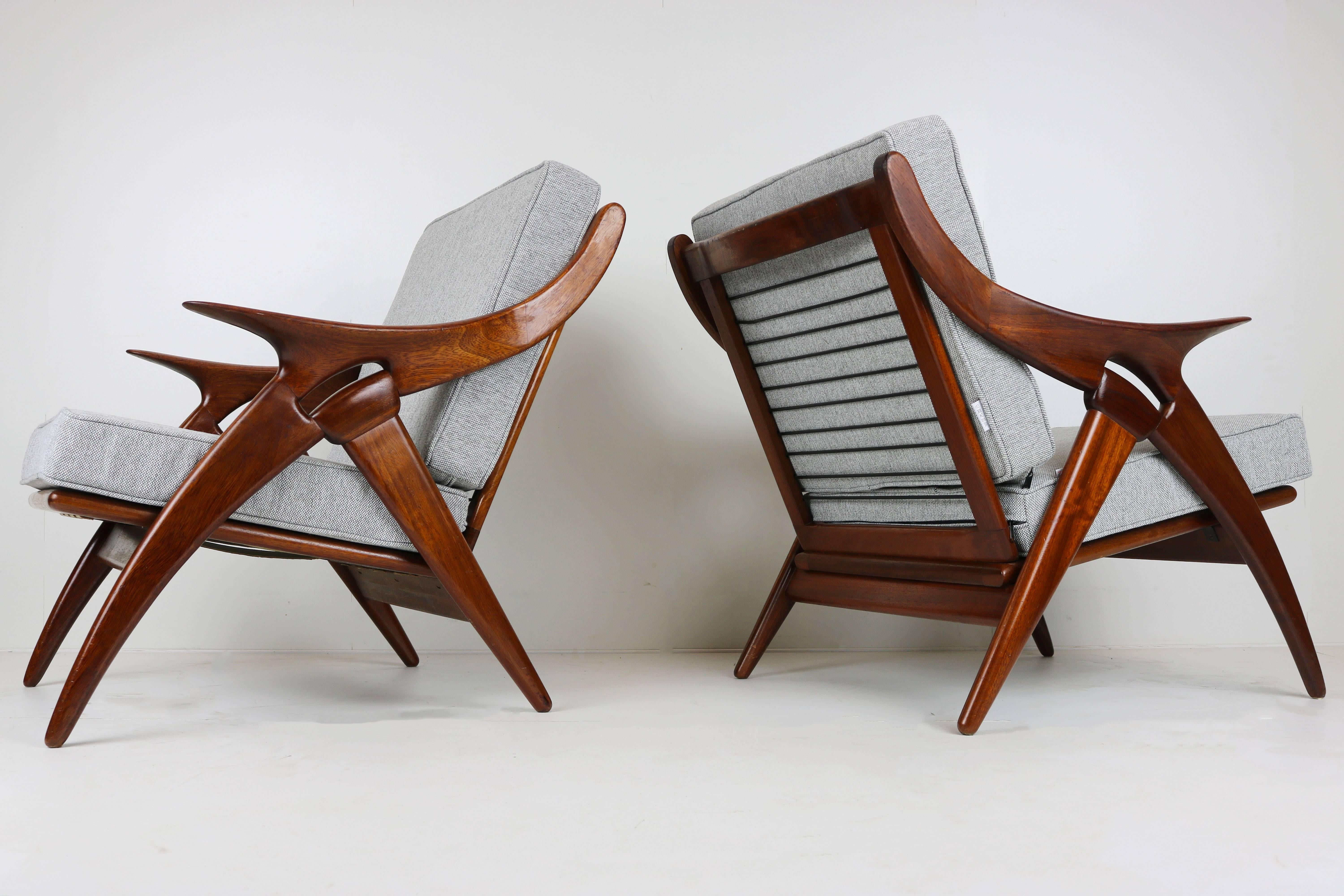 Set of Two ''De Knoop'' Teak Lounge Chairs by De Ster Gelderland, 1960 Dutch 4