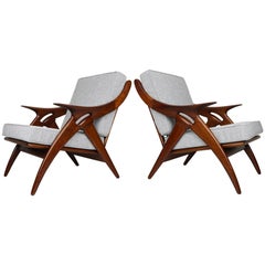 Set of Two ''De Knoop'' Teak Lounge Chairs by De Ster Gelderland, 1960 Dutch