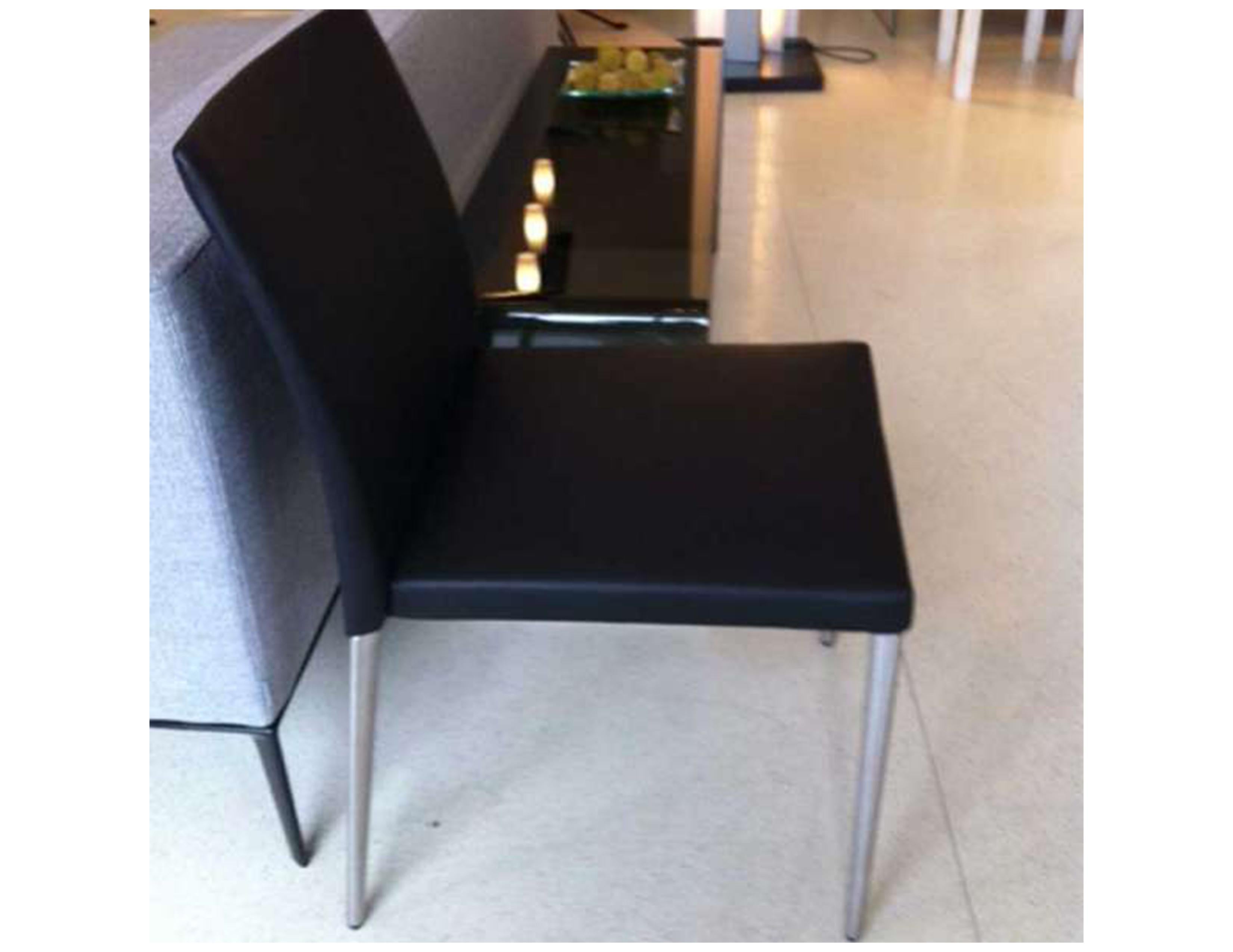 (2) Deen side chairs
Model# 1600 Deen
BH 32”
Black select leather
chrome frame
Original price: $2532
A chair is a chair. But it is one of the most difficult tasks there are in design. Deen fits the bill. Minimised in volume, precise in shape.