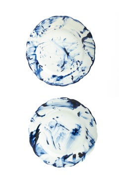 Set of two Delft Blue Plates, by Marcel Wanders, Hand-Painted, 2006, Unique