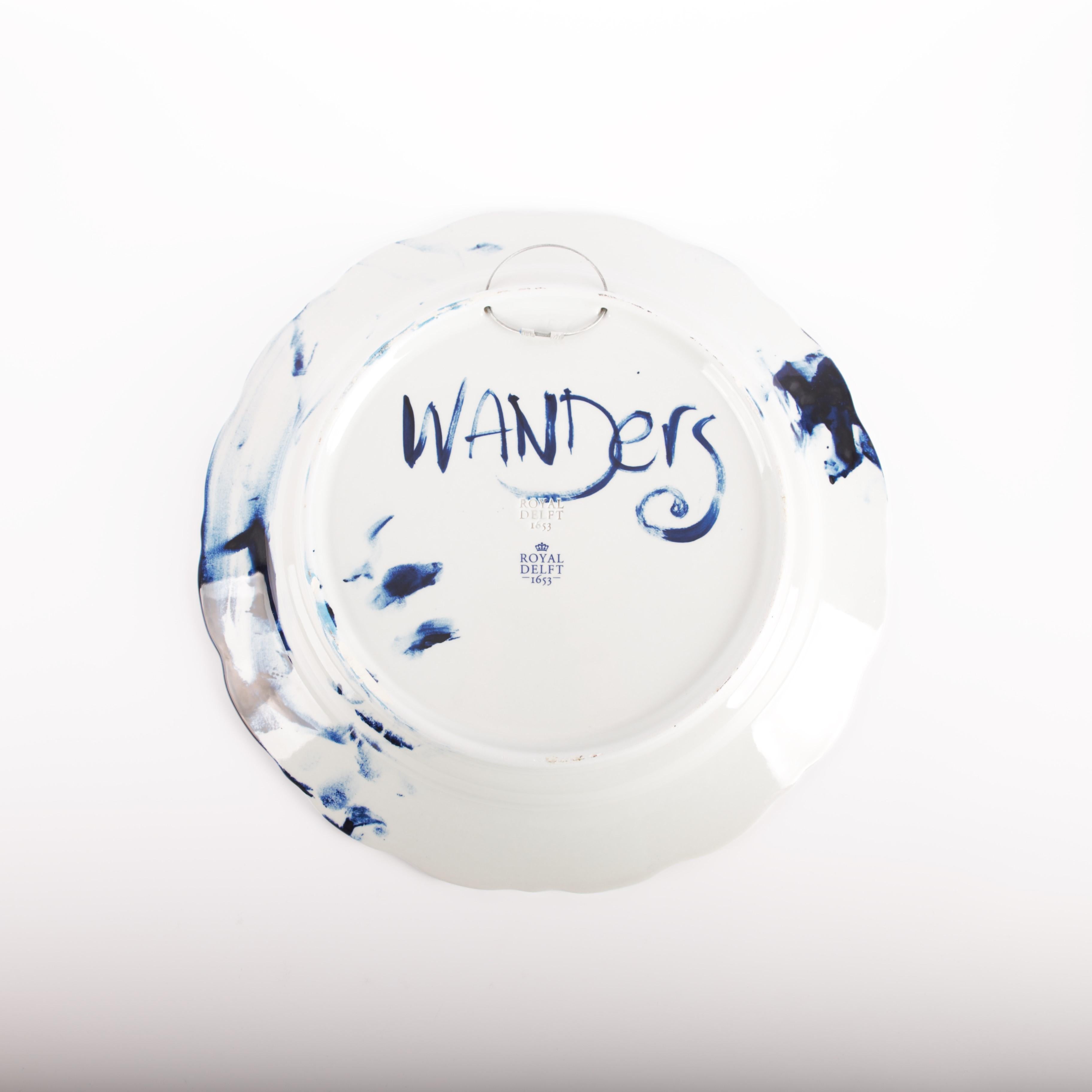 Set of two Delft Blue Plates, by Marcel Wanders, Hand-Painted, 2006, Unique In New Condition For Sale In Amsterdam, NL