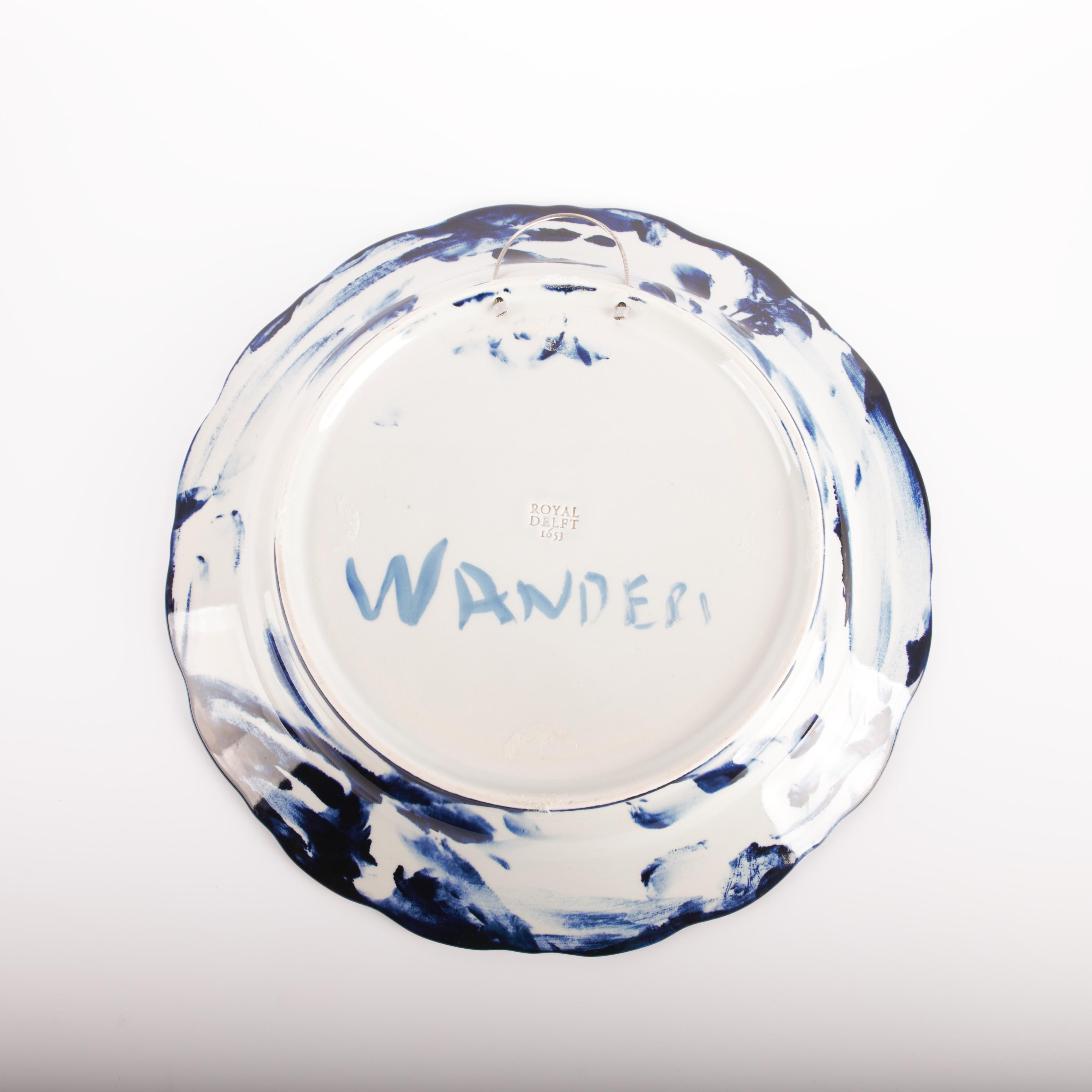 Contemporary Set of two Delft Blue Plates, by Marcel Wanders, Hand-Painted, 2006, Unique For Sale