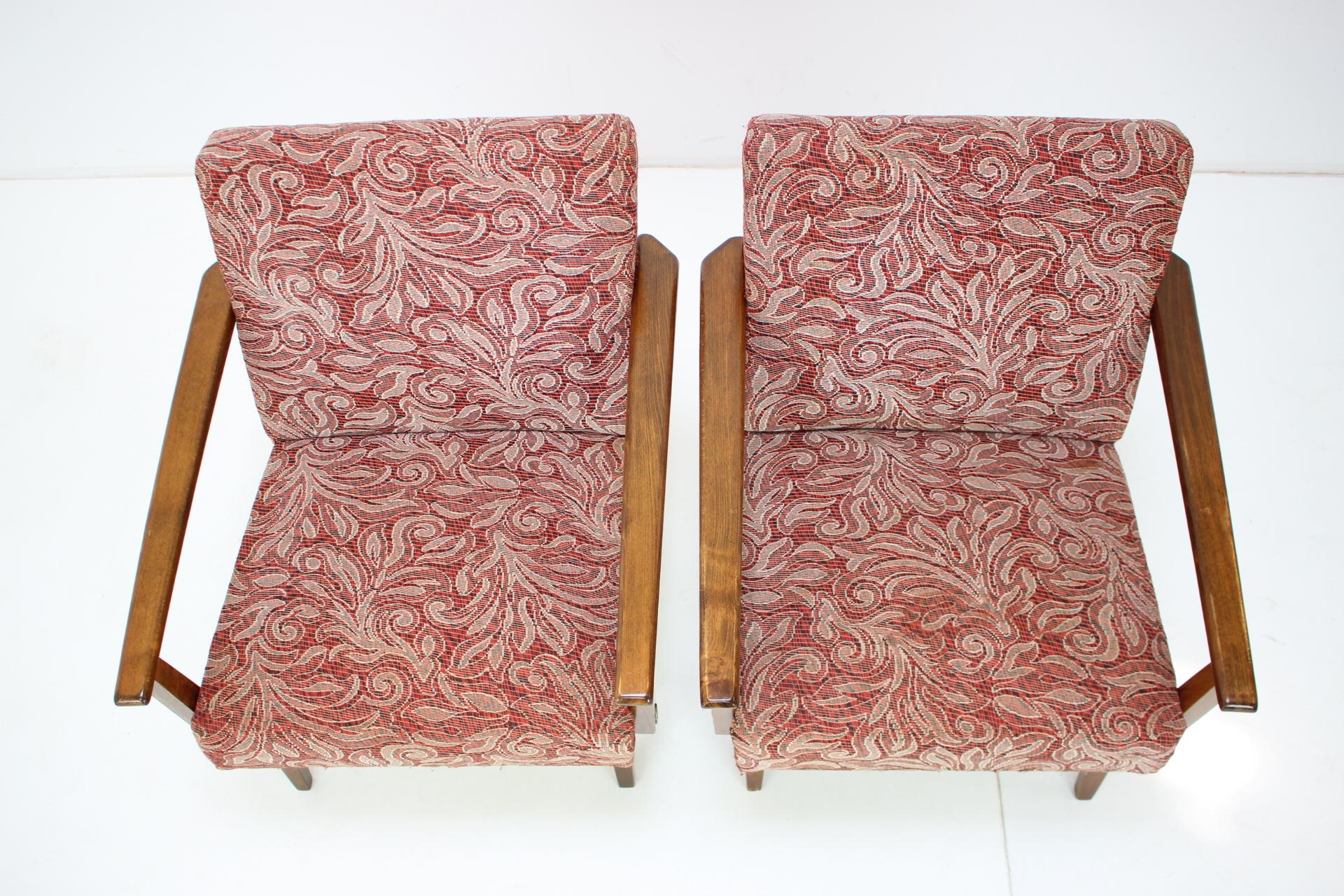 Czech Set of Two Design Armchairs, 1960's