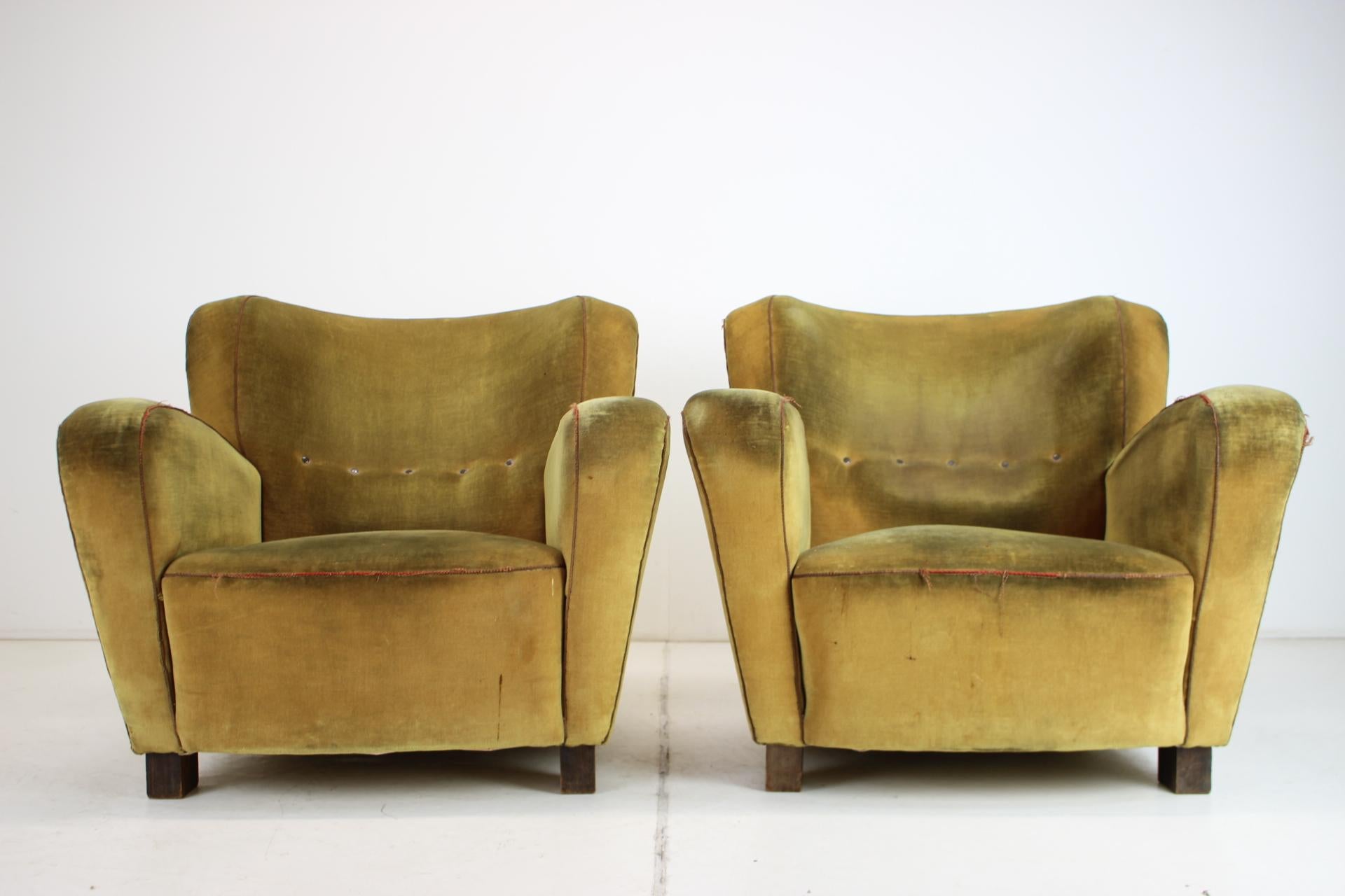 Set of Two Design Art Deco, Club Armchairs, 1930s In Good Condition In Praha, CZ