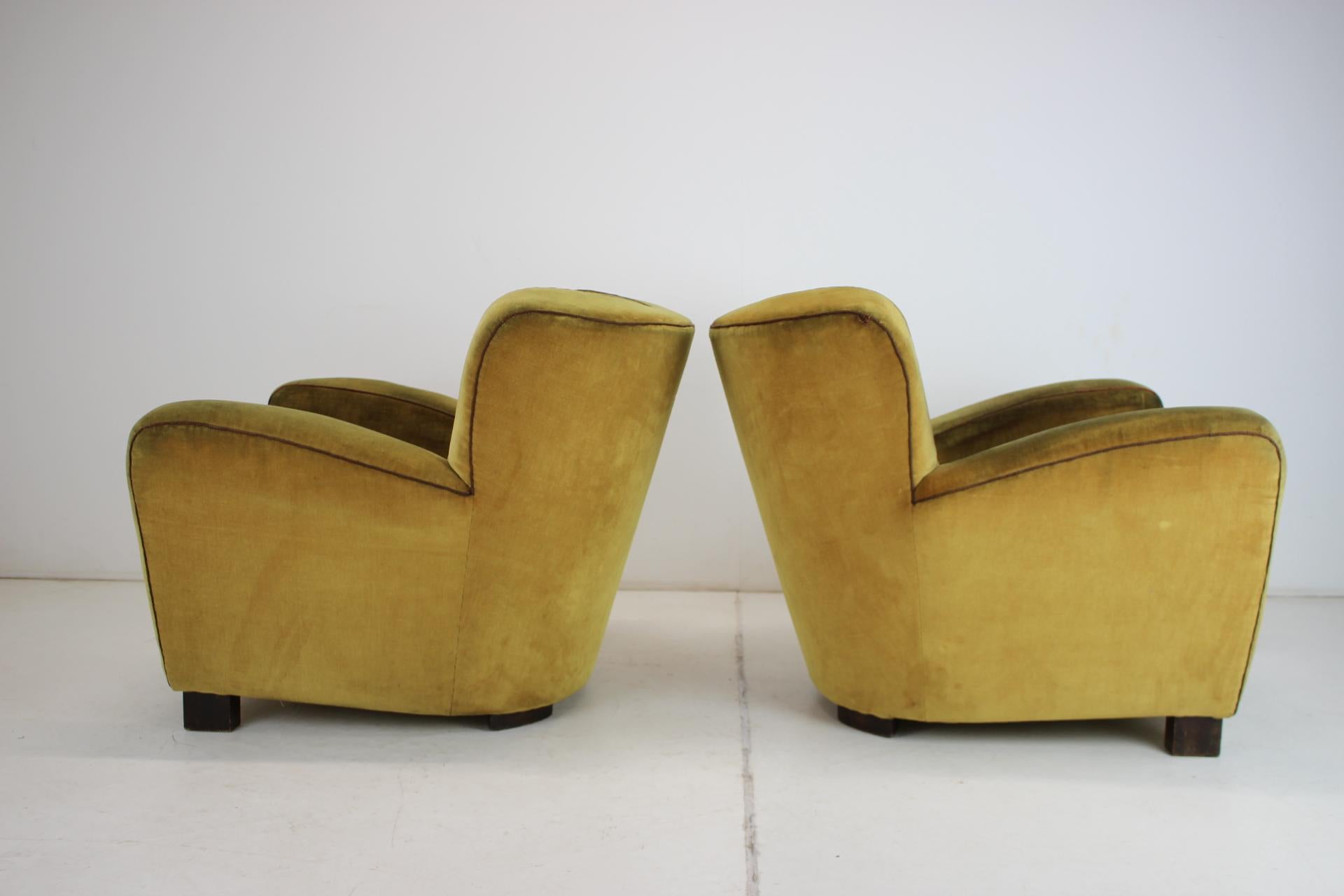 Ensemble de deux fauteuils club Art Déco design, années 1930 en vente 1