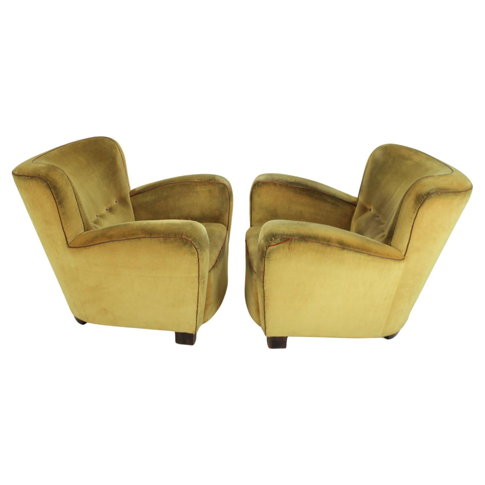 Ensemble de deux fauteuils club Art Déco design, années 1930 en vente