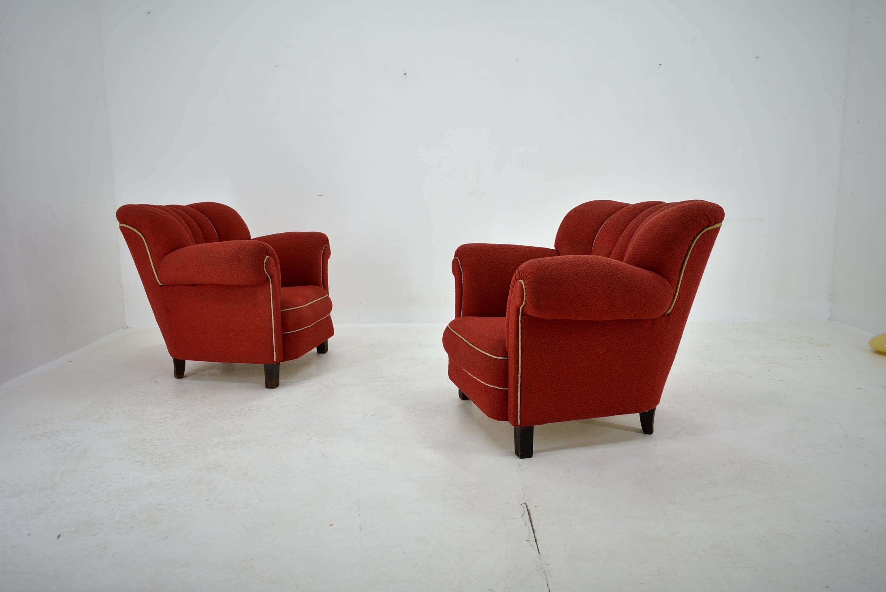 Set of Two Design Art Deco, Club Armchairs, 1935s For Sale 4