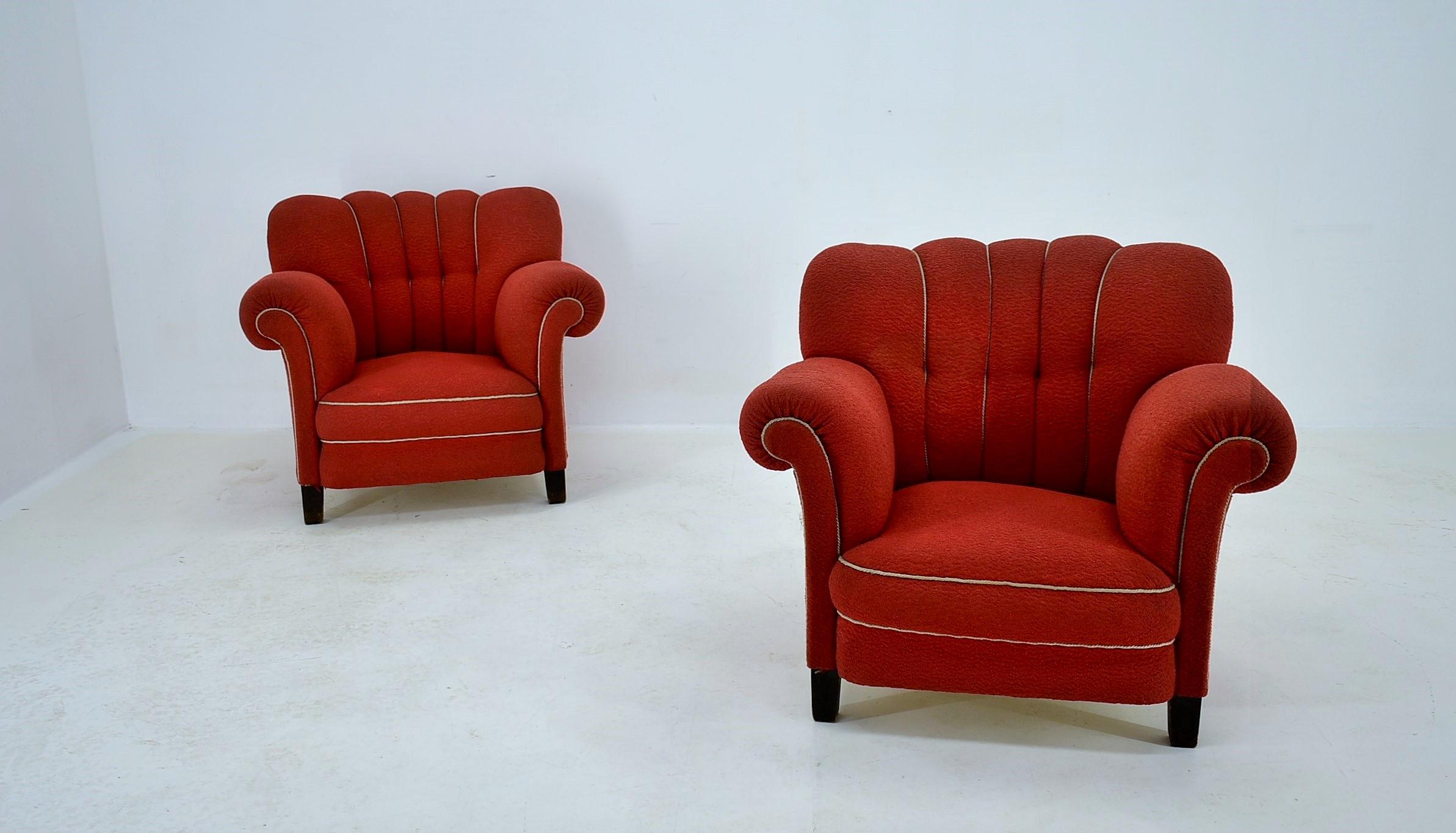 Mid-20th Century Set of Two Design Art Deco, Club Armchairs, 1935s For Sale