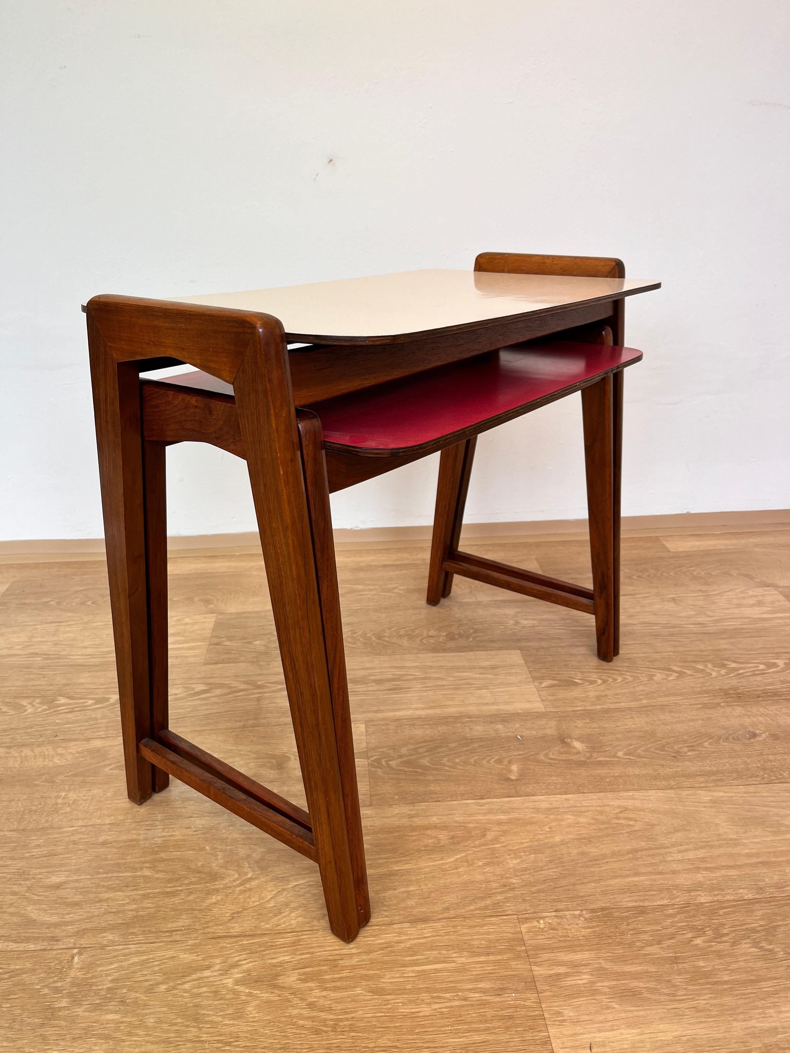 Mid-Century Modern Set of two DESIGN formica nesting tables - Czechoslovakia, around 1960s For Sale