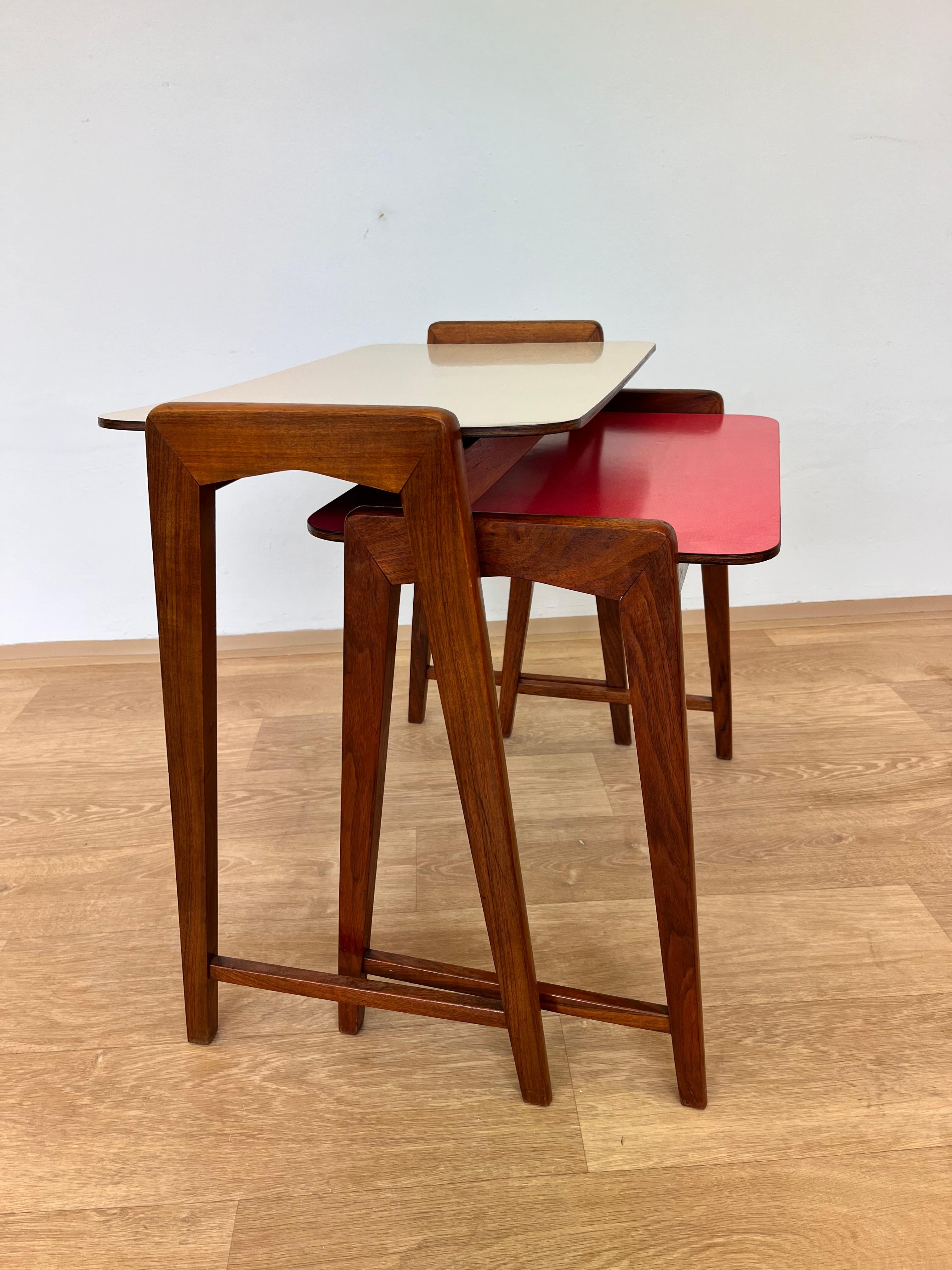 Mid-20th Century Set of two DESIGN formica nesting tables - Czechoslovakia, around 1960s For Sale