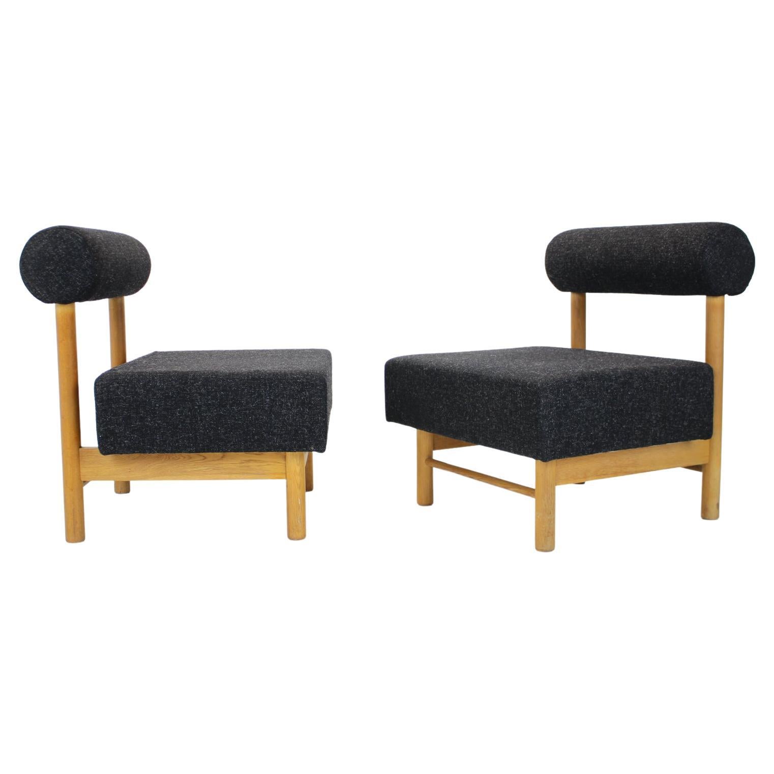 French Set of Two Sculptural Lounge Chairs For Sale at 1stDibs