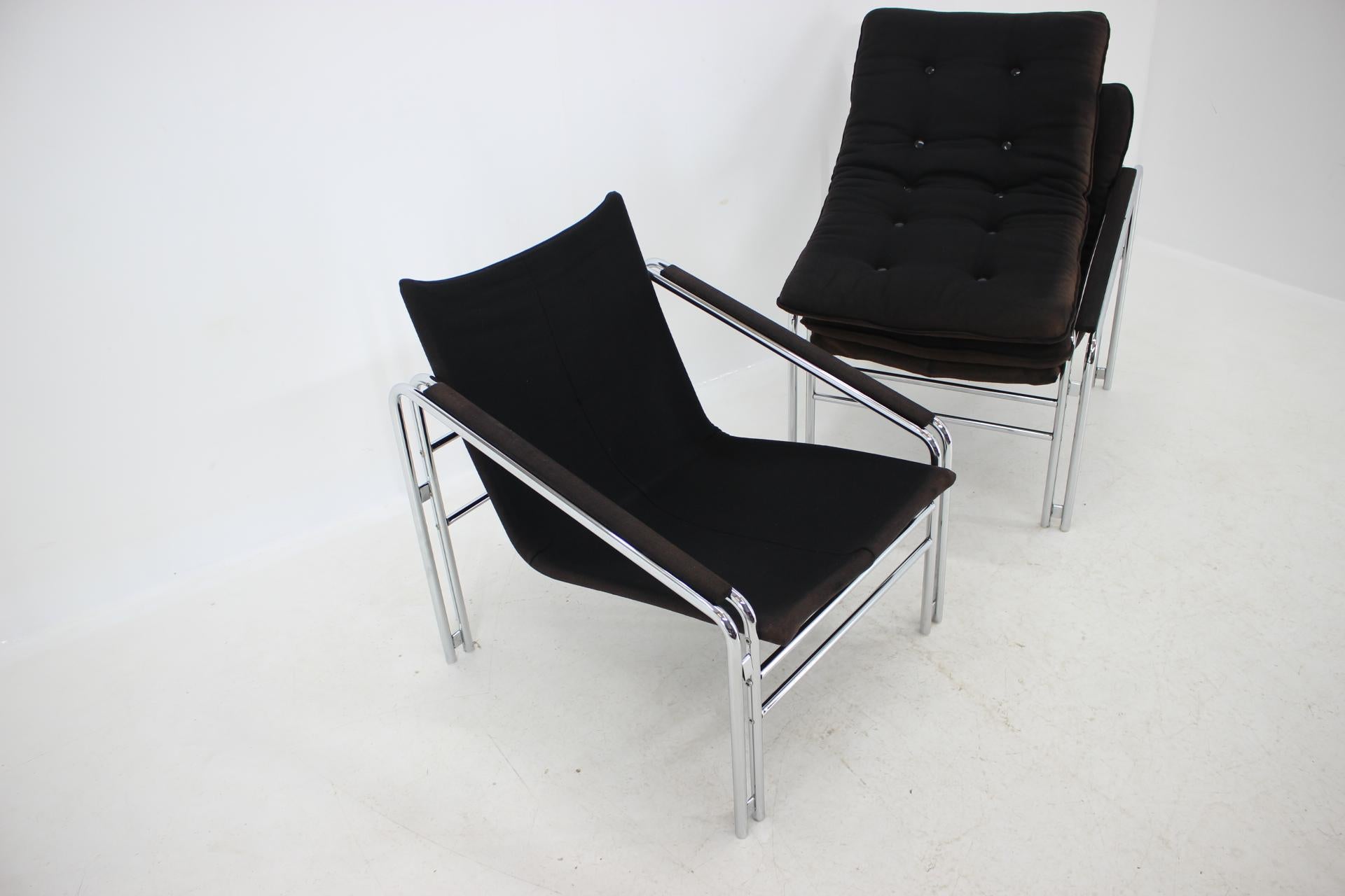 Fabric Set of Two Design Lounge Chairs, Germany