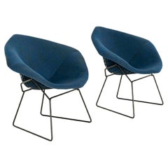 Ensemble de deux chaises longues Diamond de Harry Bertoia pour Knoll avec tissu Kvadrat