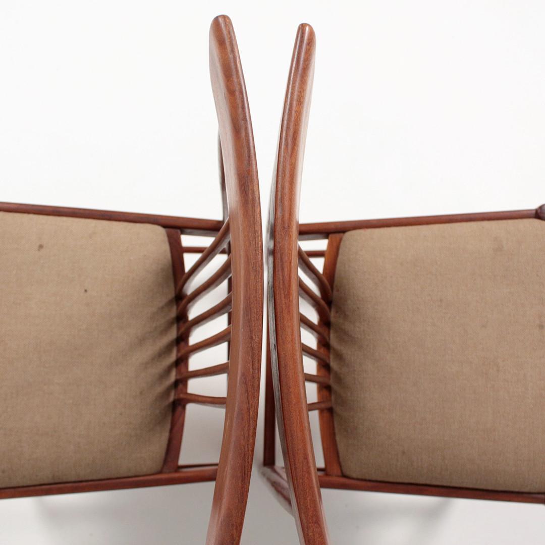 Teak Set of Two Dining Room Chairs in the Style of Arne Vodder For Sale