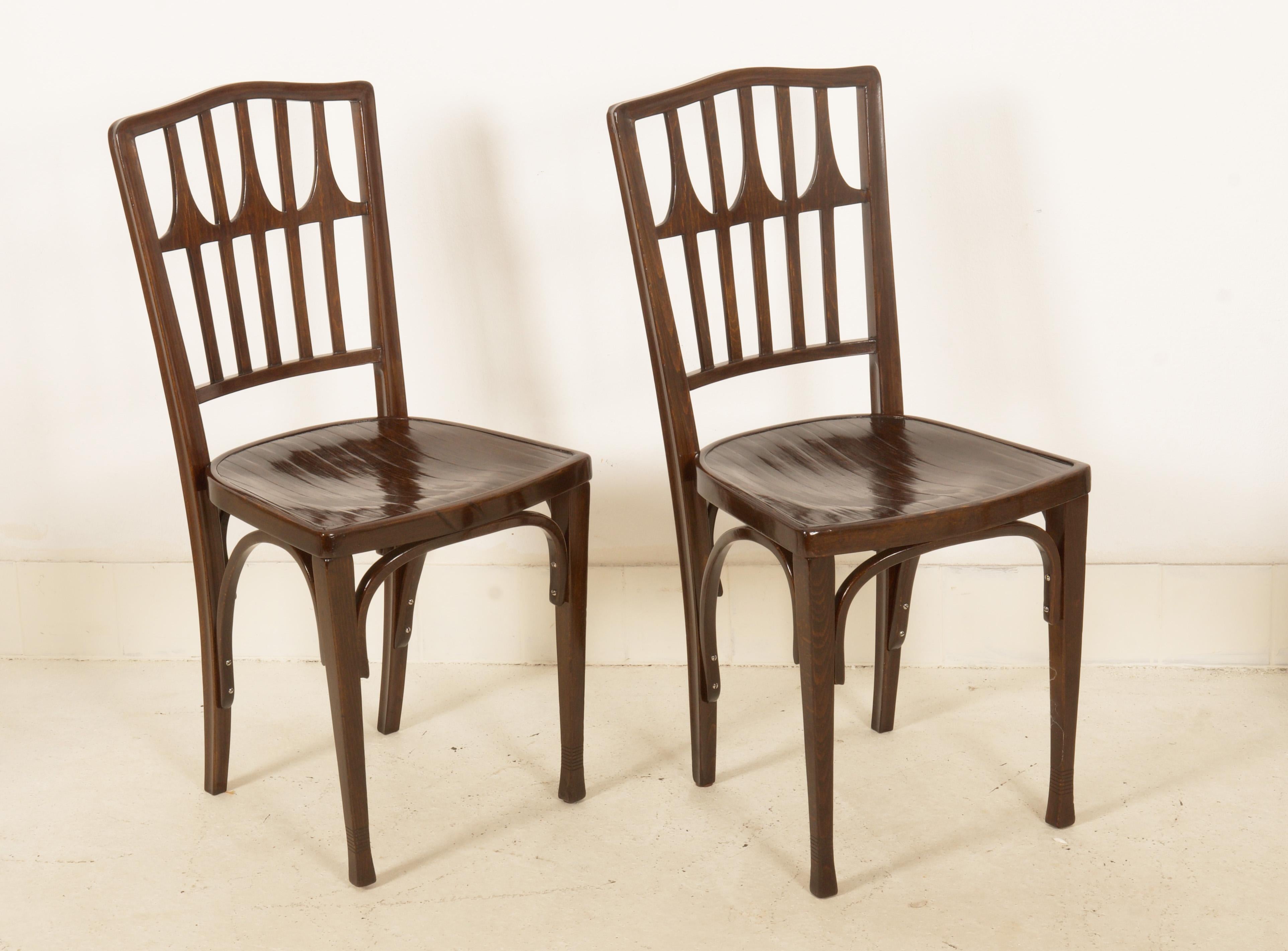 Vienna Secession Set of Two Dinning Chairs by Koloman Moser fo J.J. Kohn For Sale
