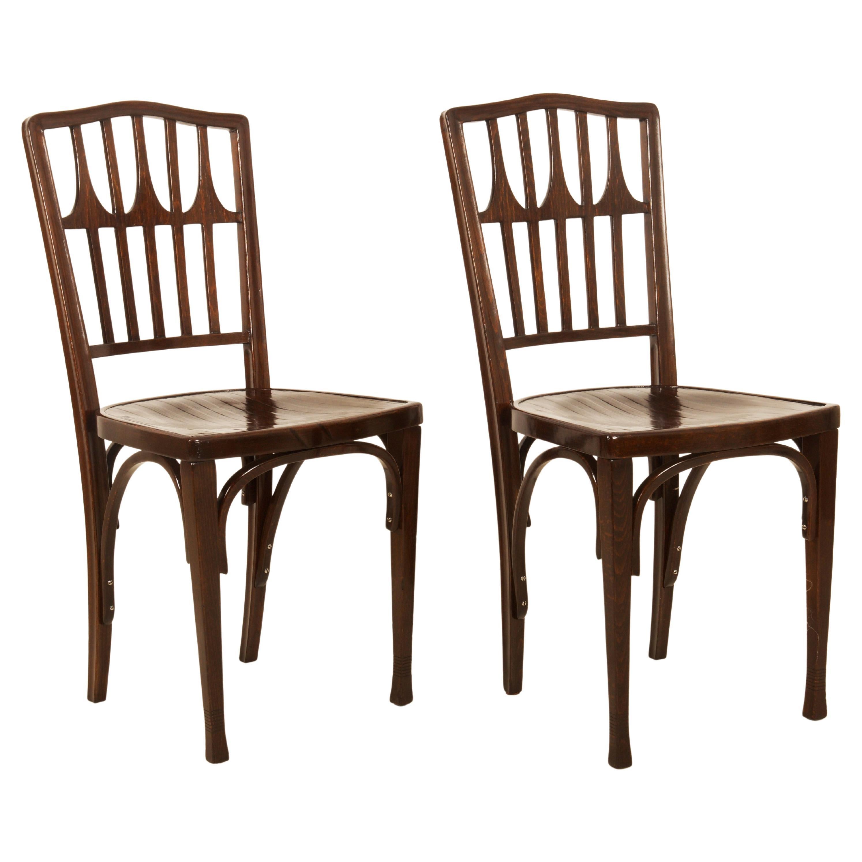 Set of Two Dinning Chairs by Koloman Moser fo J.J. Kohn For Sale