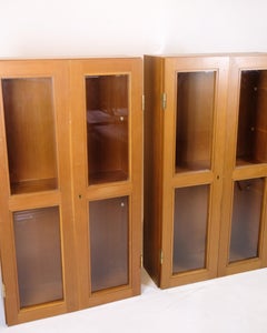 Set Of Two Display Cabinets In Oregon Pine, Danish Design From 1960s