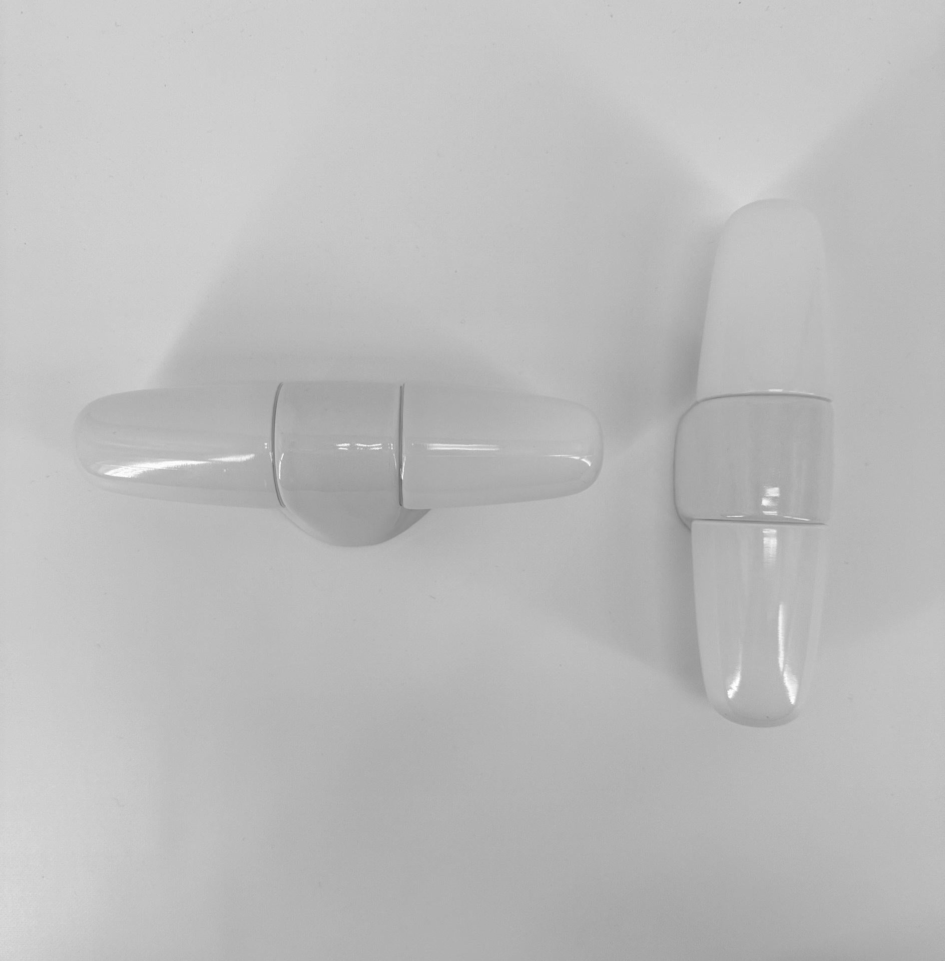Mid-20th Century Set of Two Double White Ceramic Wall Lamps By Wilhelm Wagenfeld Lindner 1958  For Sale