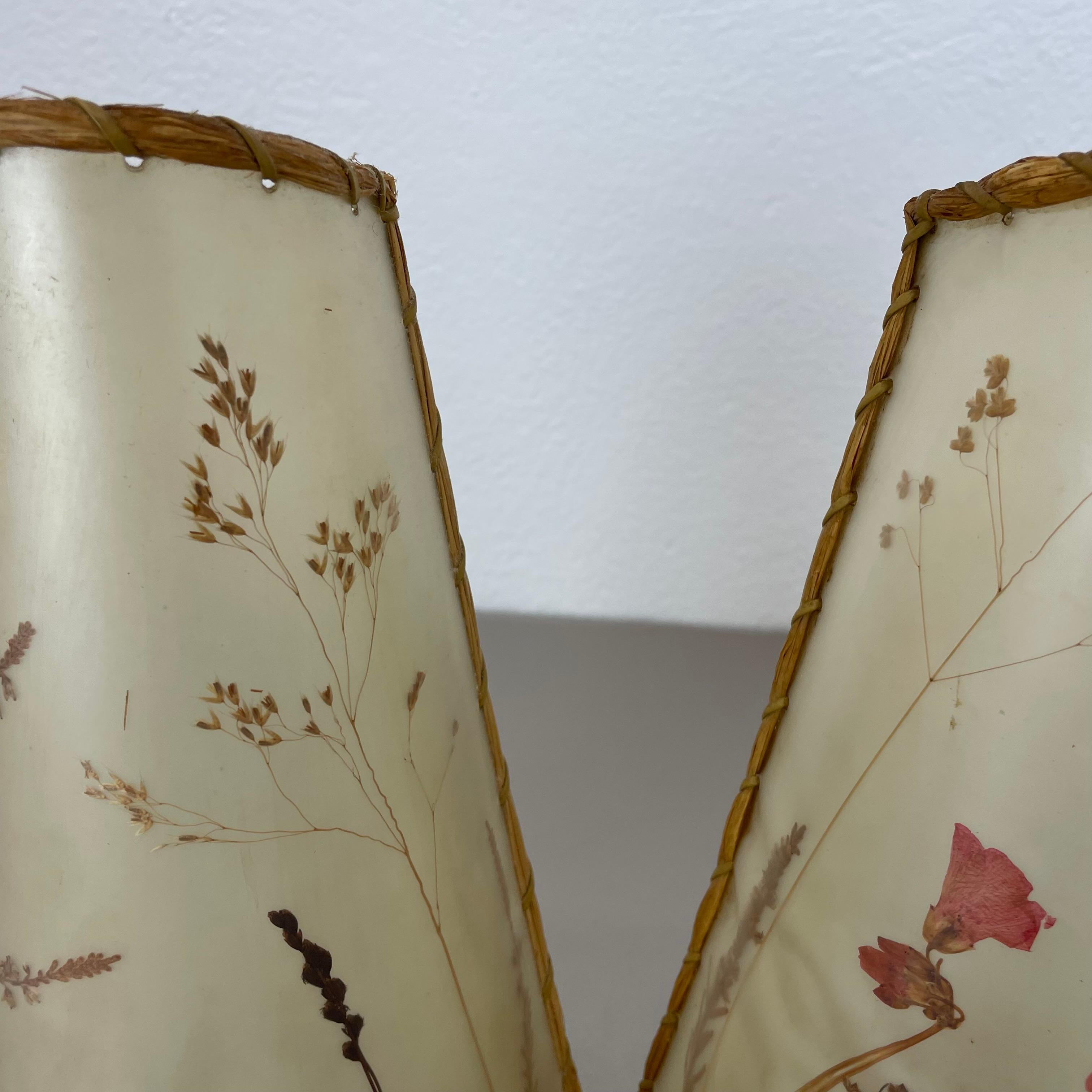 Ensemble de deux éléments d'appliques murales en laiton et fleurs sèches, ITALIE, années 1950 10