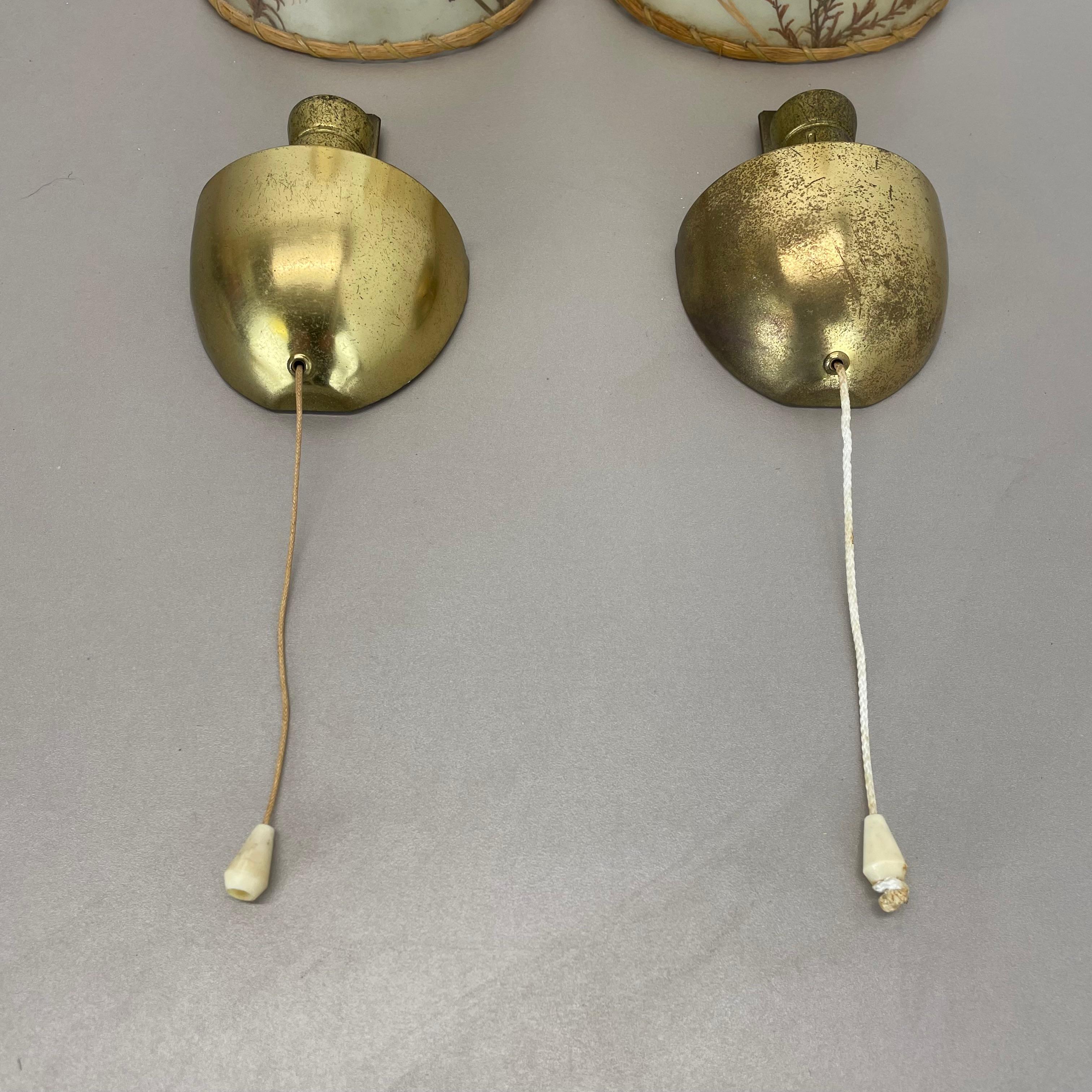 Ensemble de deux éléments d'appliques murales en laiton et fleurs sèches, ITALIE, années 1950 2