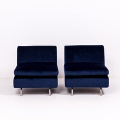 Set of Two Dubuffet Navy Lounge Chairs by Rodolfo Dordoni for Minotti