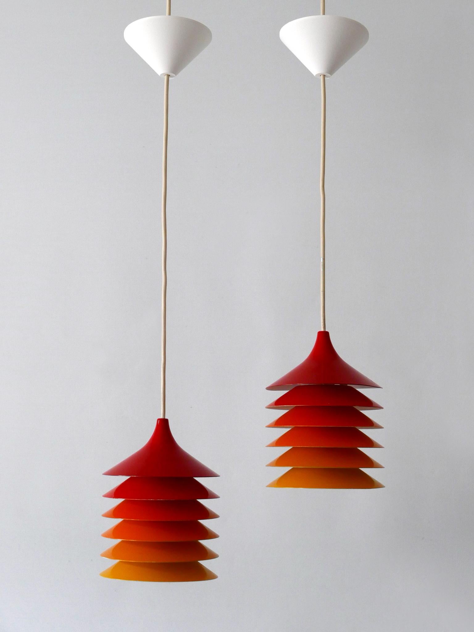 Enameled Set of Two Duett Pendant Lamps by Bent Gantzel Boysen Für Ikea Sweden 1980s For Sale