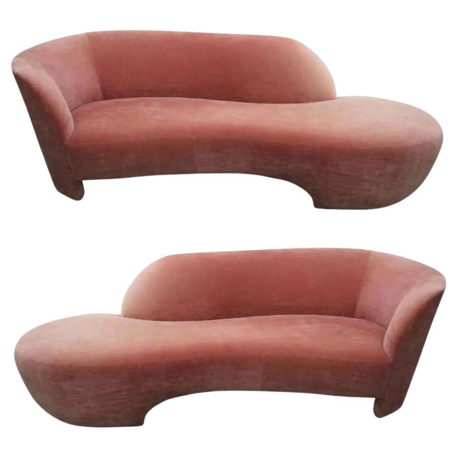 Set of Two Dusty Rose Pink Vladmir Kagan Style Cloud Sofas For Sale
