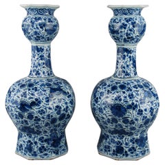 Set of Two Dutch Delft Vases, Early 18th Century