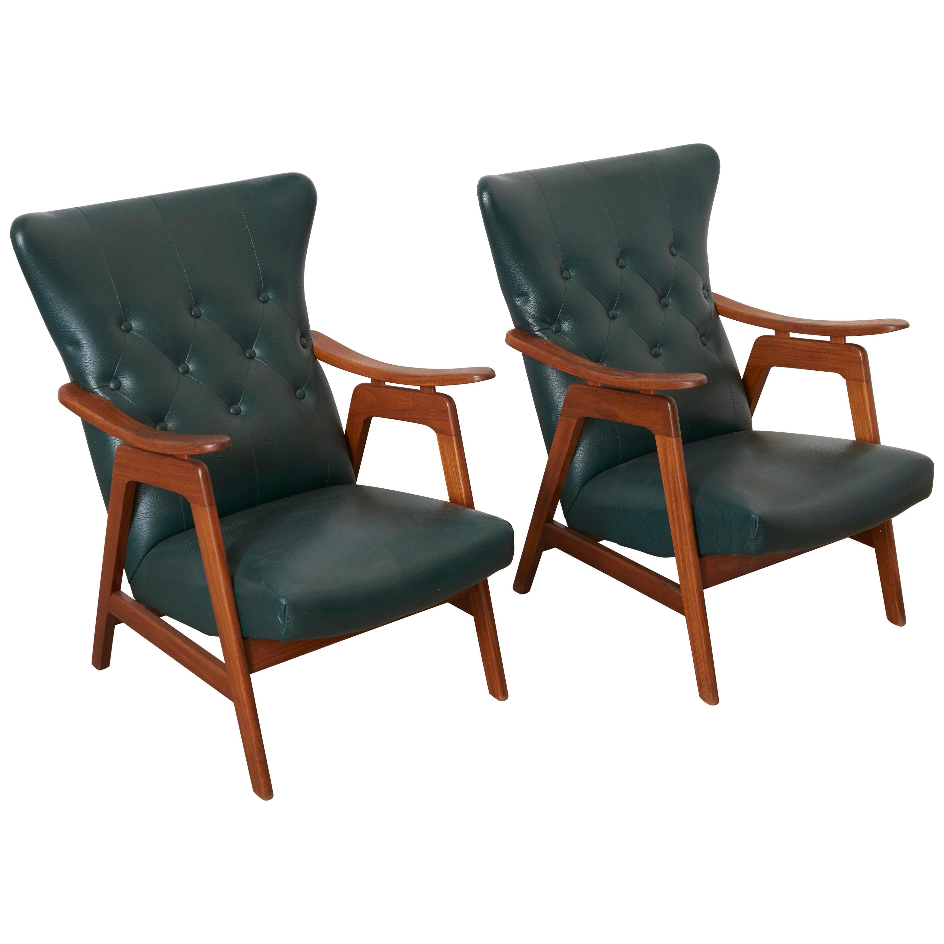 Set of Two Dutch Design Wing Back Chairs by Louis Van Teeffelen for Webe, 1960s