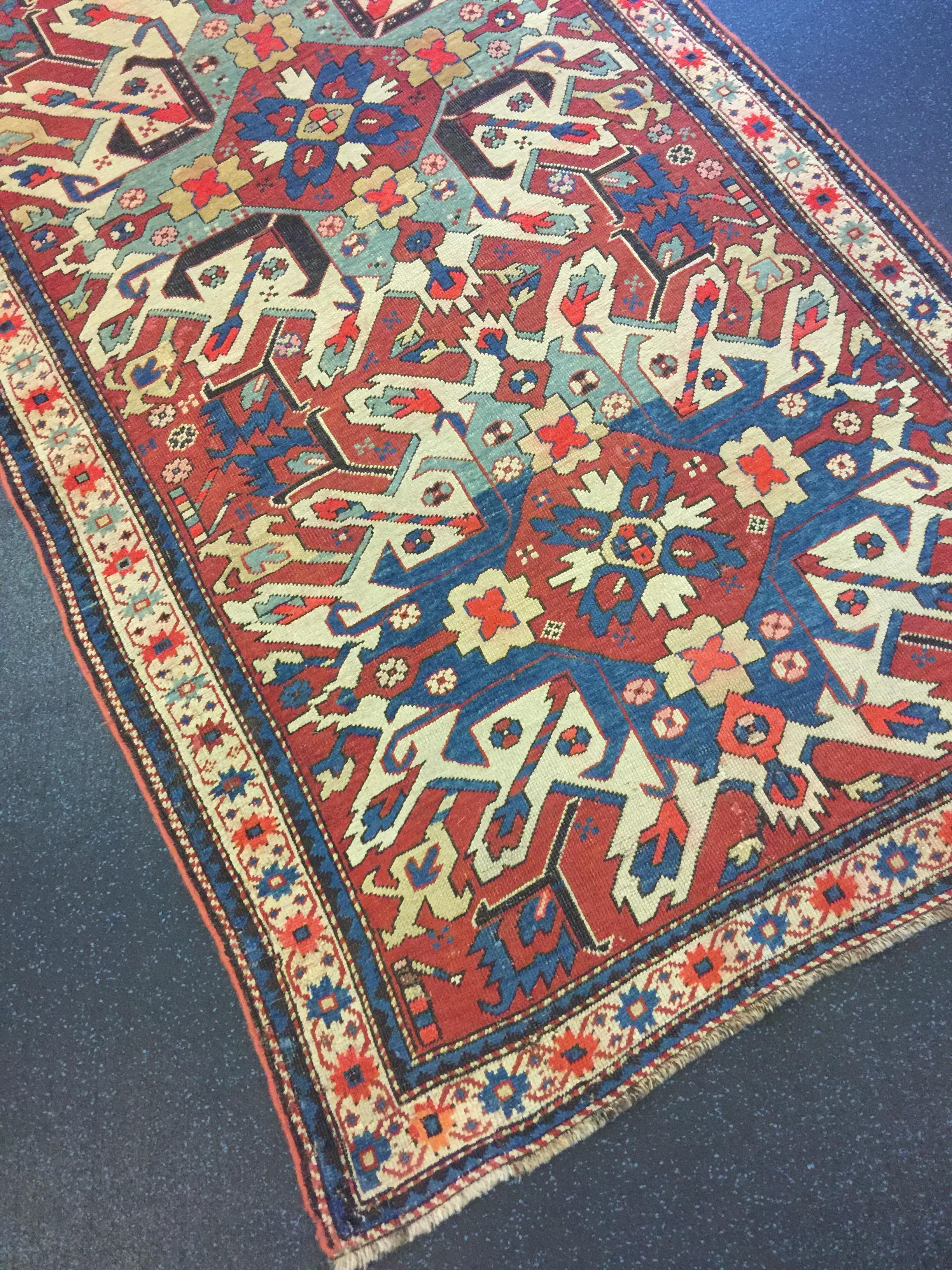 red and blue rugs