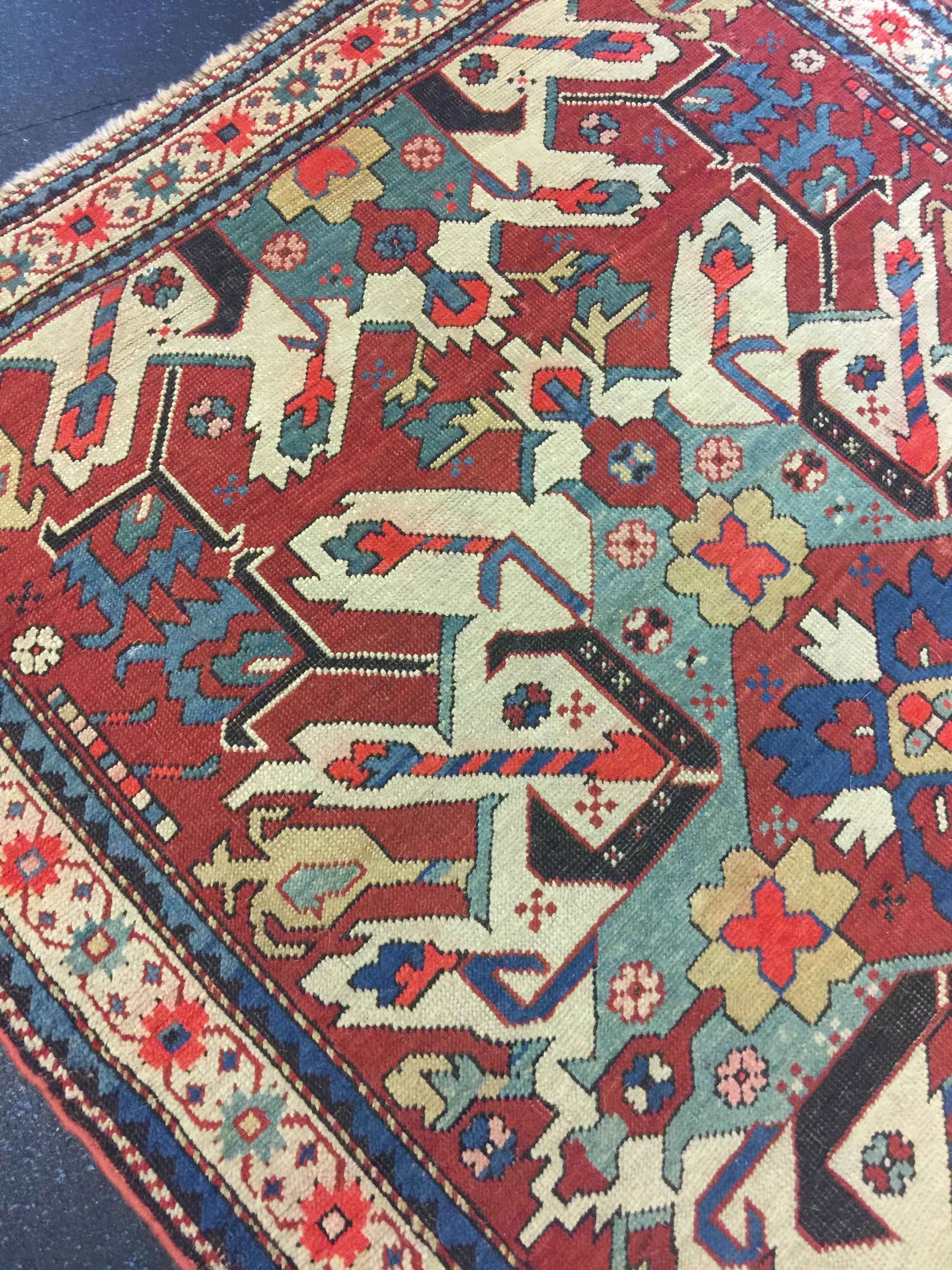 blue and red rug