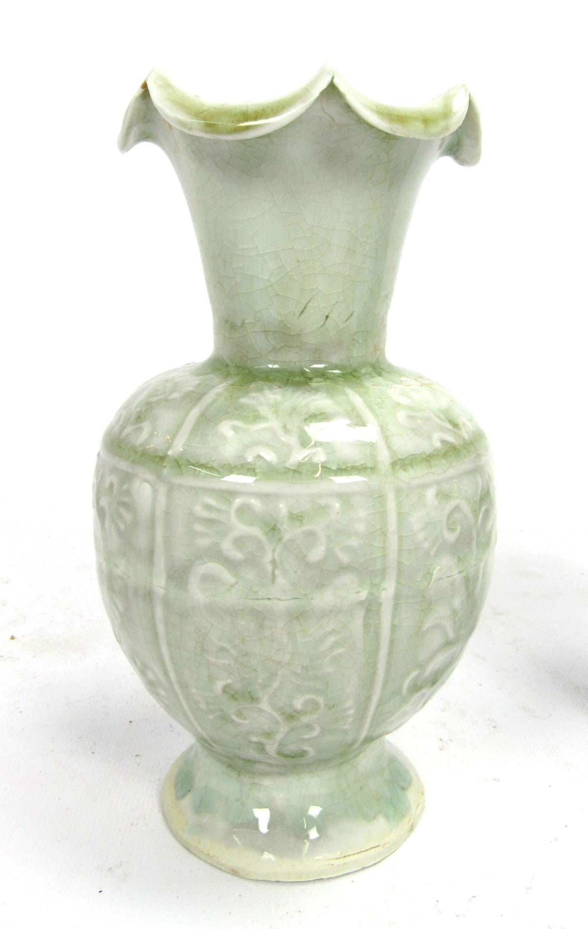 Set of Two Early 20th Century Celadon Vases In Excellent Condition In Dallas, TX