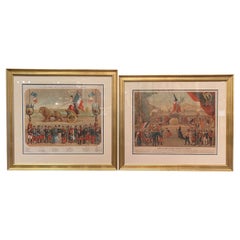 Conjunto de dos grabados de la Revolución Francesa de principios del siglo XX en marcos personalizados