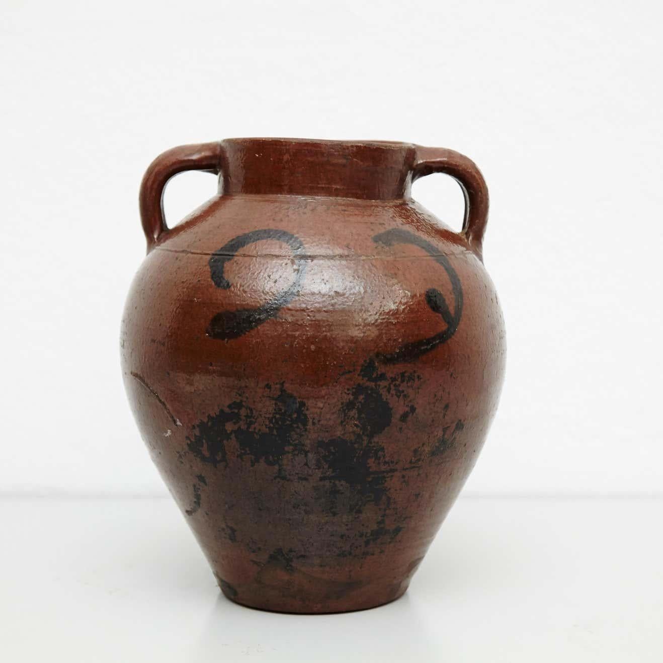 Set di due pezzi di ceramica tradizionale rustica dipinta a mano dell'inizio del XX secolo in vendita 2