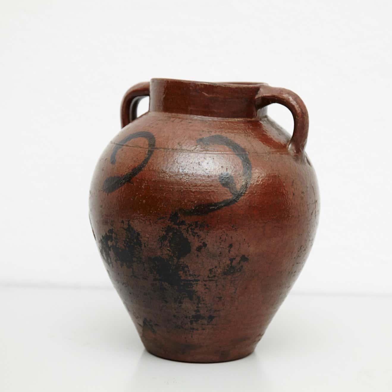 Set di due pezzi di ceramica tradizionale rustica dipinta a mano dell'inizio del XX secolo in vendita 3