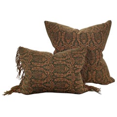 Set of Two Early 20th Century Kashmir Wool Pillows