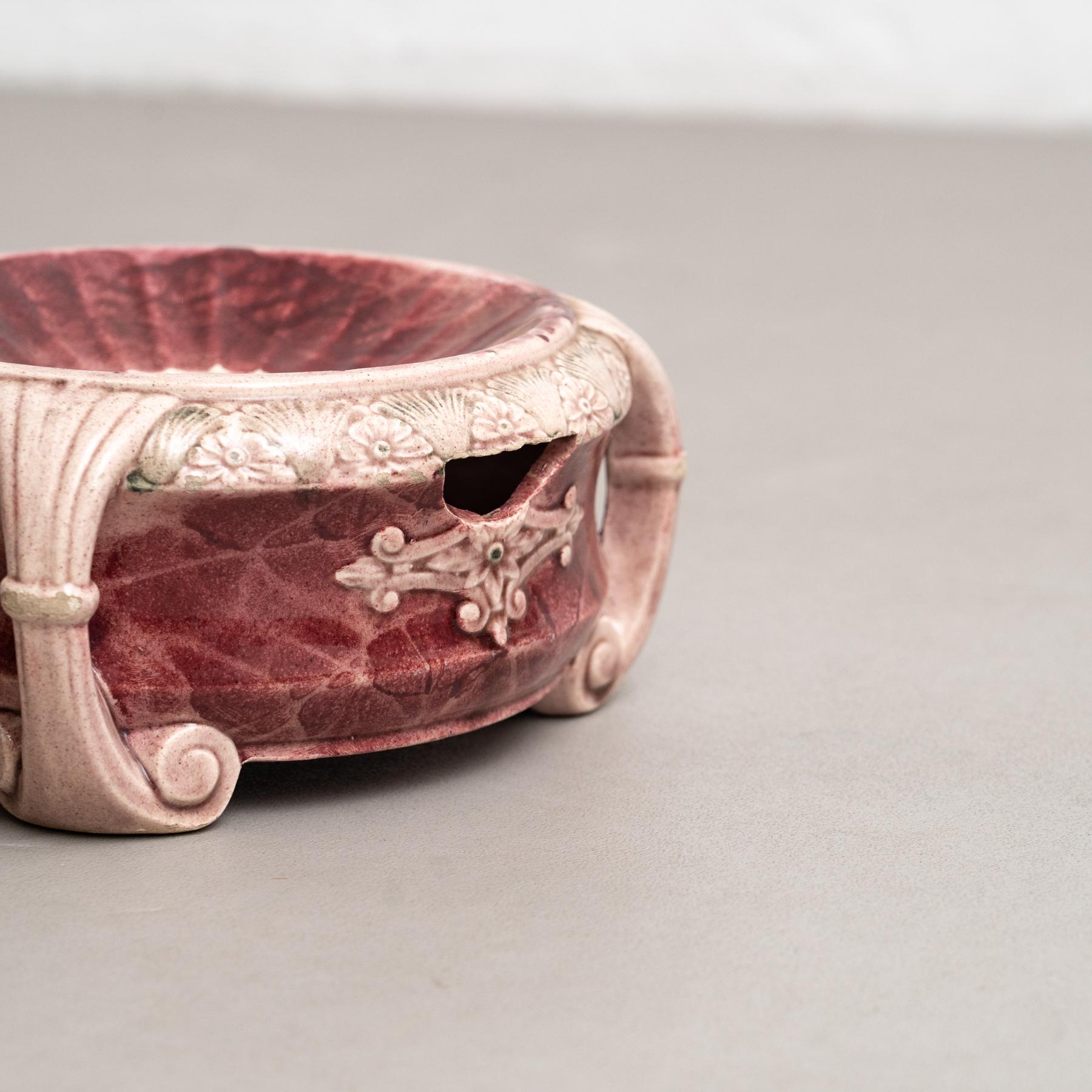 Metà XX secolo Set di due centrotavola in ceramica rosa Art Nouveau dei primi del Novecento in vendita