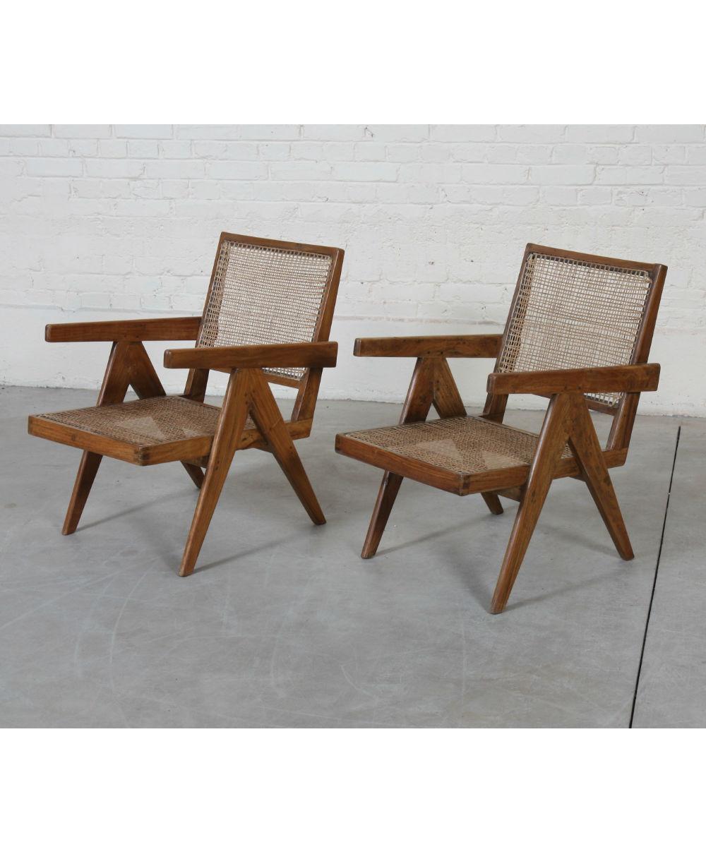 Indian Set of Two 'Easy Armchairs' by Pierre Jeanneret '1896-1967' For Sale
