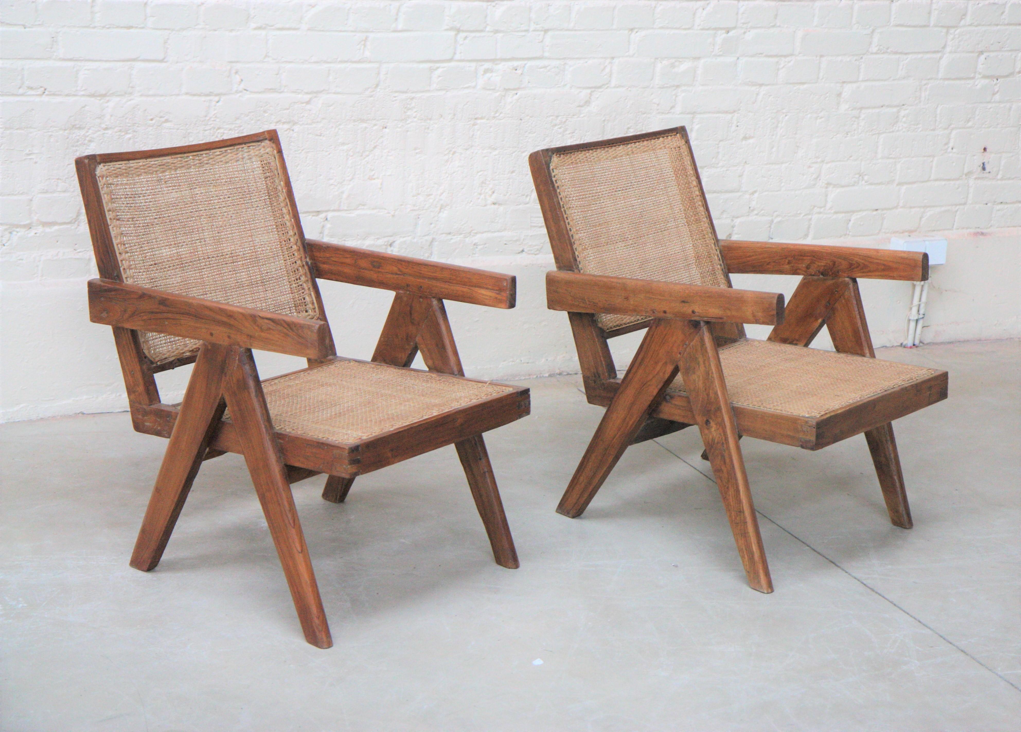 Set of Two 'Easy Armchairs' Circa 1955 by Pierre Jeanneret '1896-1967' In Good Condition For Sale In Altwies, LU