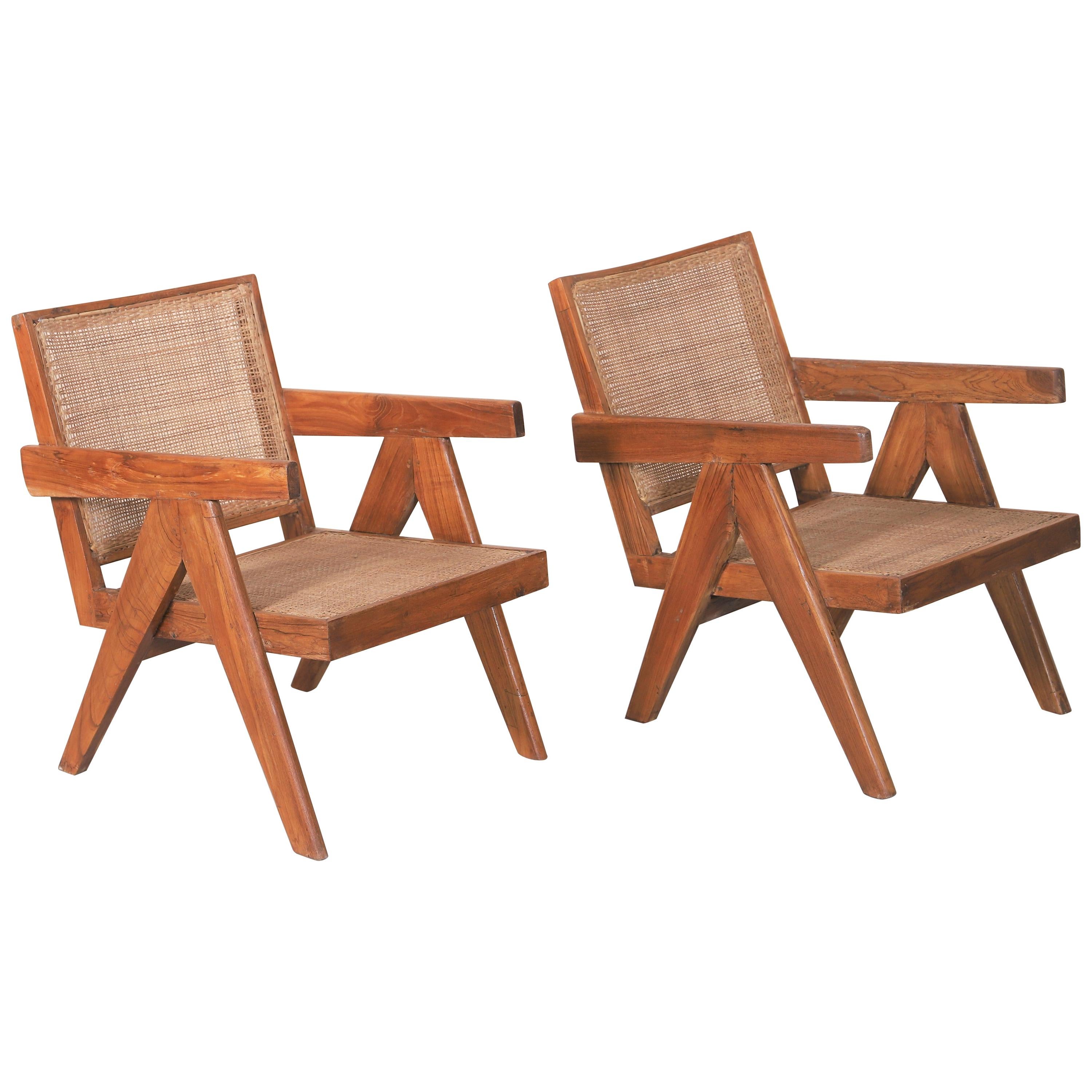 Set of Two 'Easy Armchairs' circa 1955 by Pierre Jeanneret