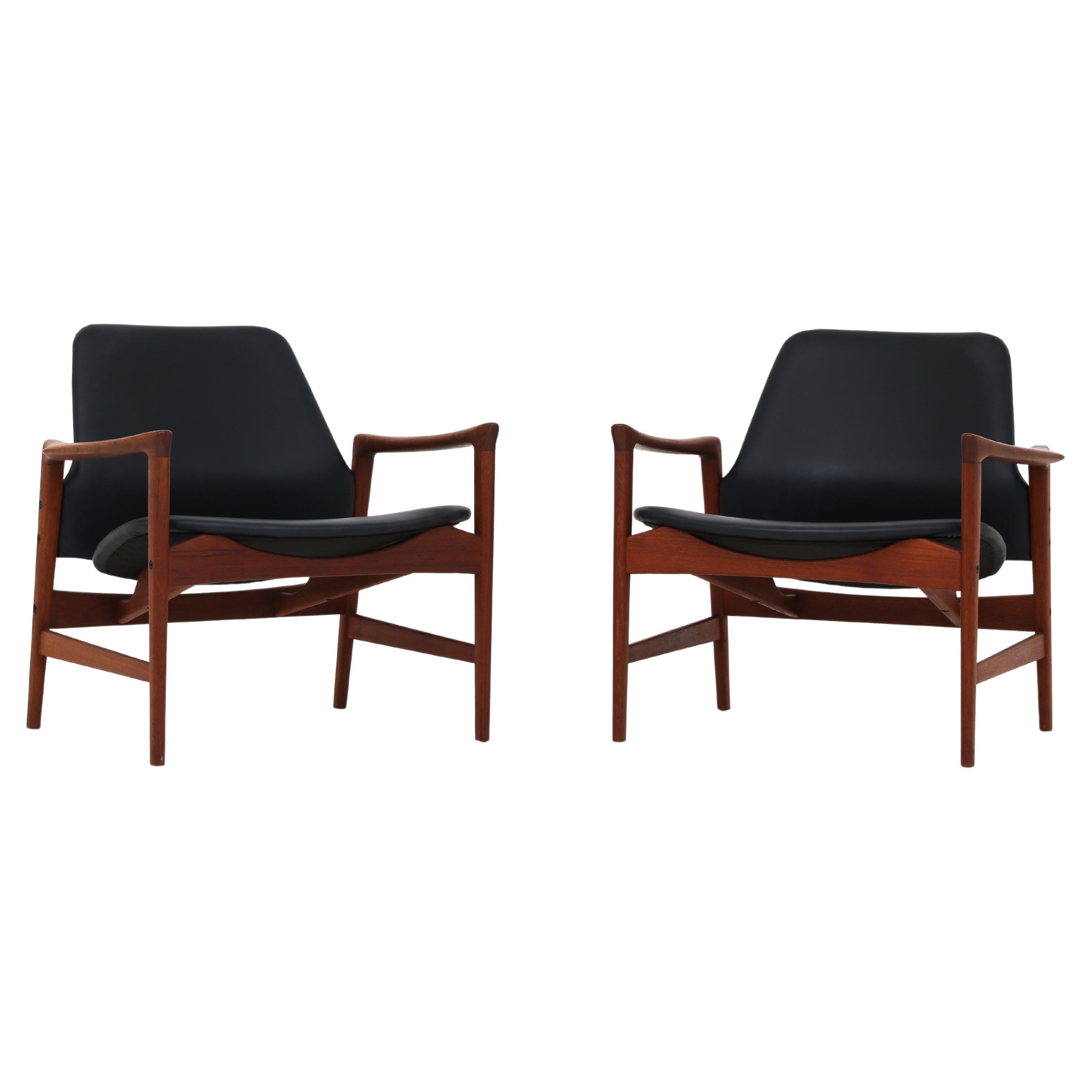 Set of Two Easy Chairs by Ib Kofod Larsen For Sale