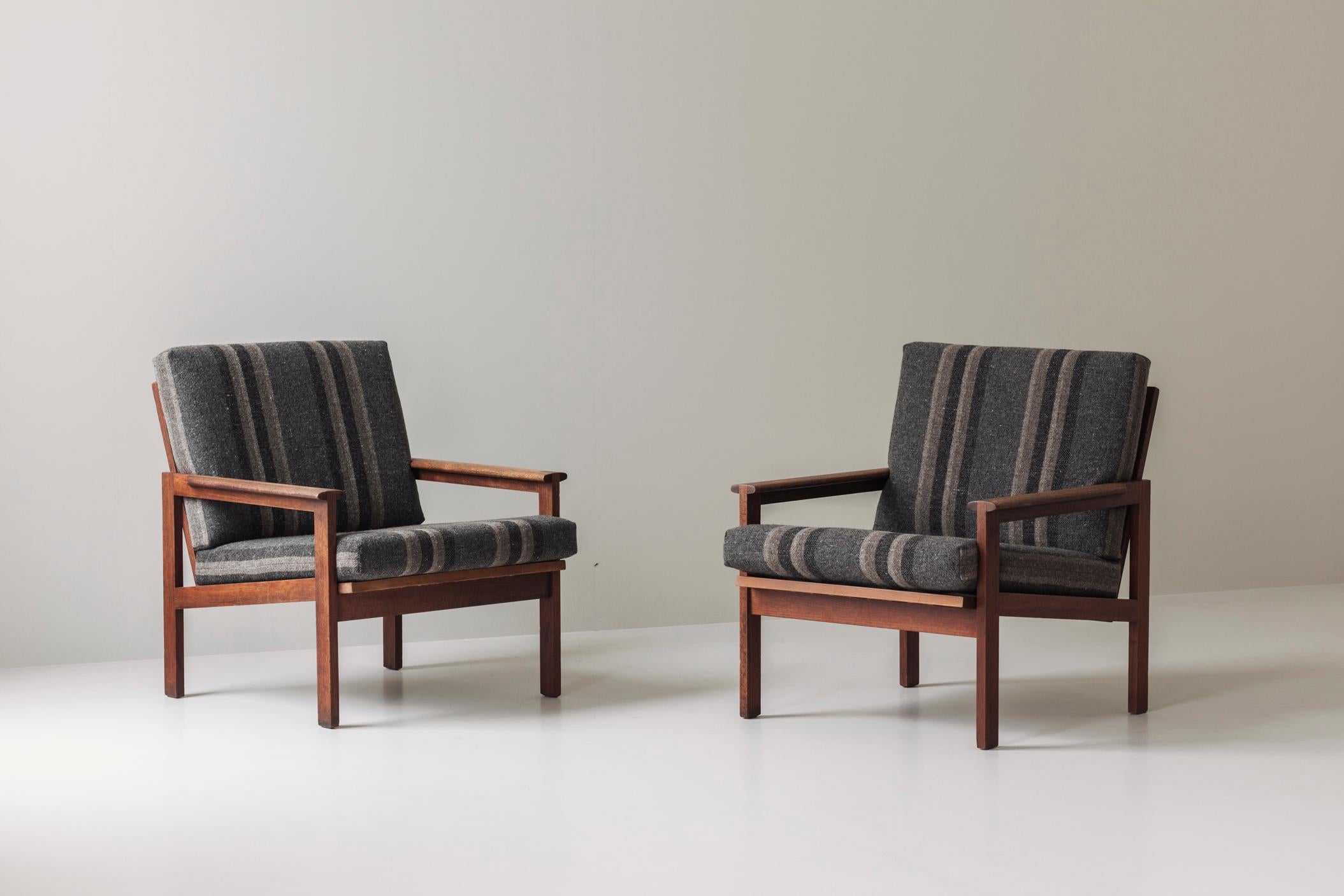 Scandinave moderne Ensemble de deux fauteuils conçus par Illum Wikkelsø pour N. Eilersen, Danemark 1959. en vente